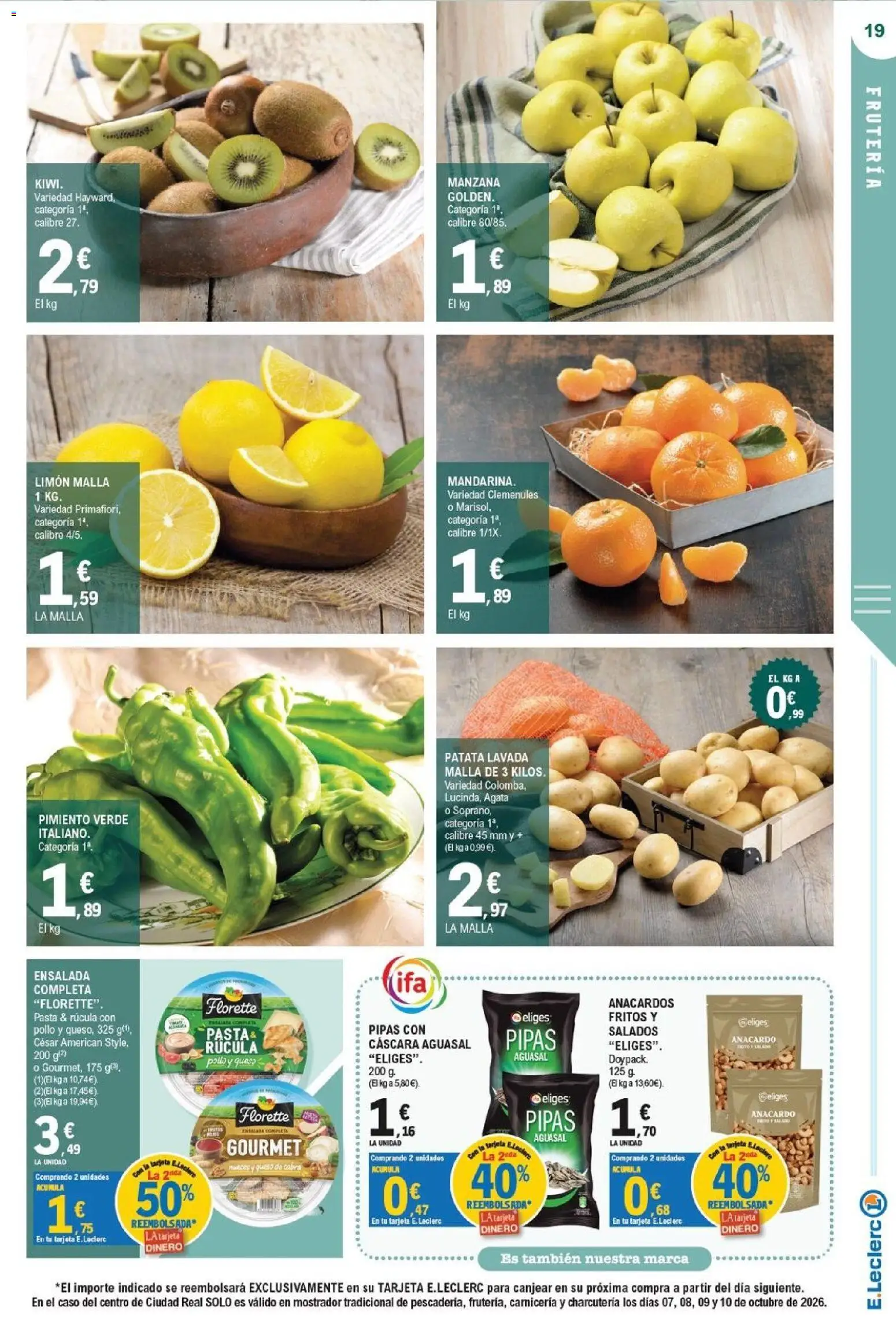 E.Leclerc - Ciudad Real │ válido desde el 07/10/2026 | Página: 19 | Productos: Anacardos, Limón, Pasta, Pimiento