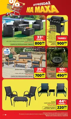 Pogląd oferty "Carrefour gazetka - Wyprzedaż na maxa" - ważna od 22.06.2026 | Strona: 2 | Produkty: Fotel ogrodowy, Grill, Grill gazowy, Ruszt