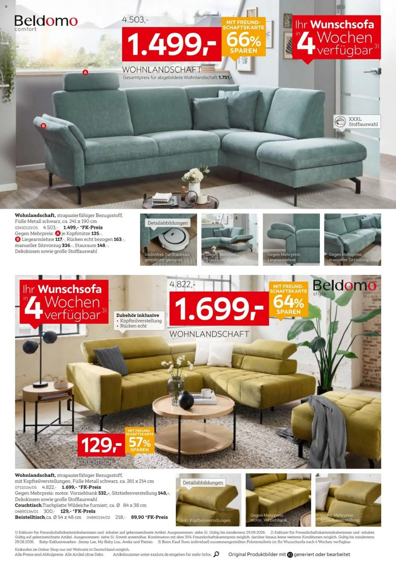 XXXLutz Beldomo Spezial – gültig ab 15.08.2026 | Seite: 2 | Produkte: Wohnlandschaft, Couchtisch