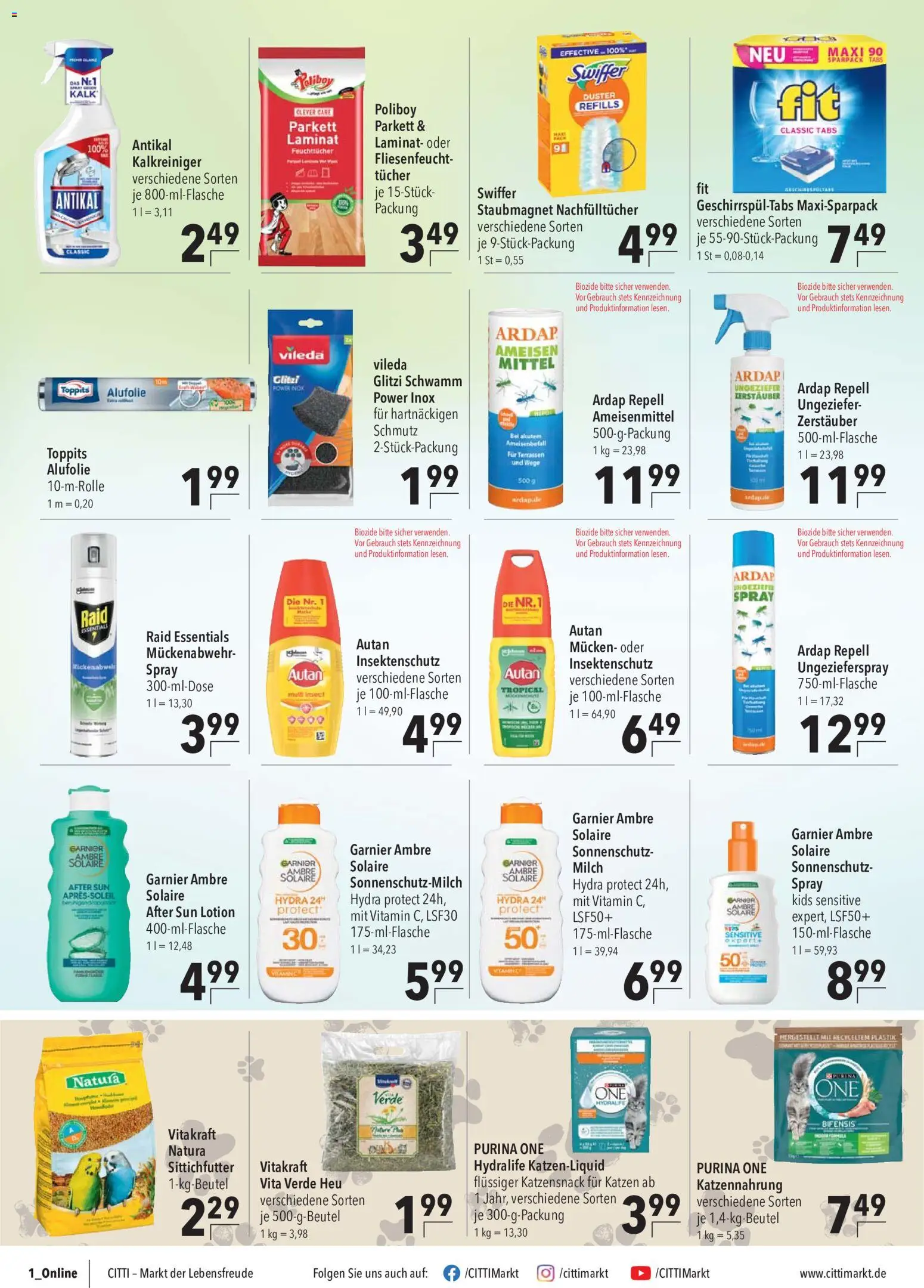 CITTI Markt Prospekt – gültig ab 24.06.2026 | Seite: 22 | Produkte: Purina one, Milch, After Sun, Swiffer
