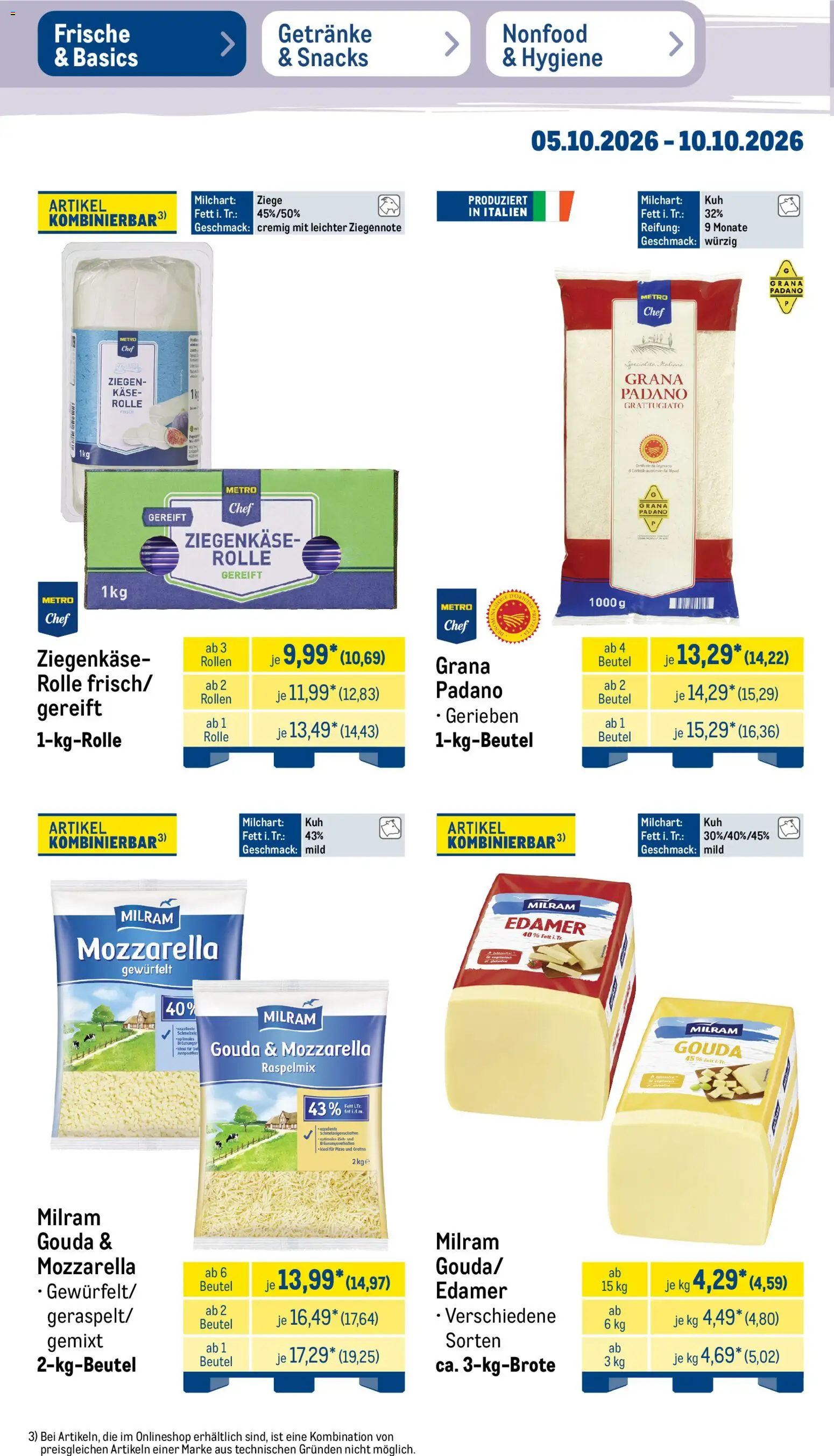 Metro NonFood-Angebote – gültig ab 05.10.2026 | Seite: 41 | Produkte: Käse, Mozzarella, Gouda, Tür