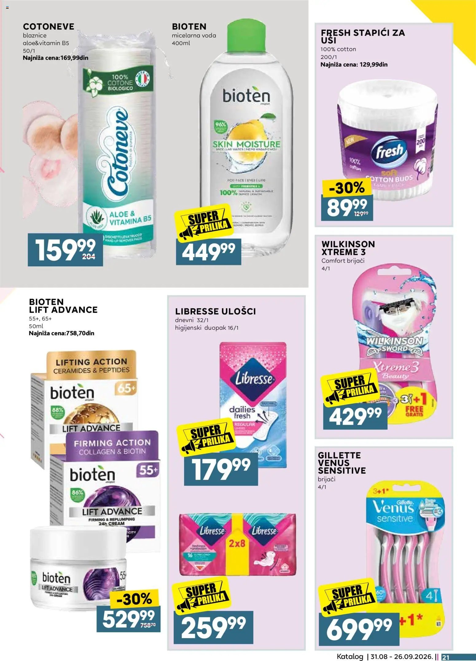 Idea katalog - važi od 31.08.2026 | Strana: 21 | Proizvode: Gillette, Voda, Micelarna voda, Ulošci