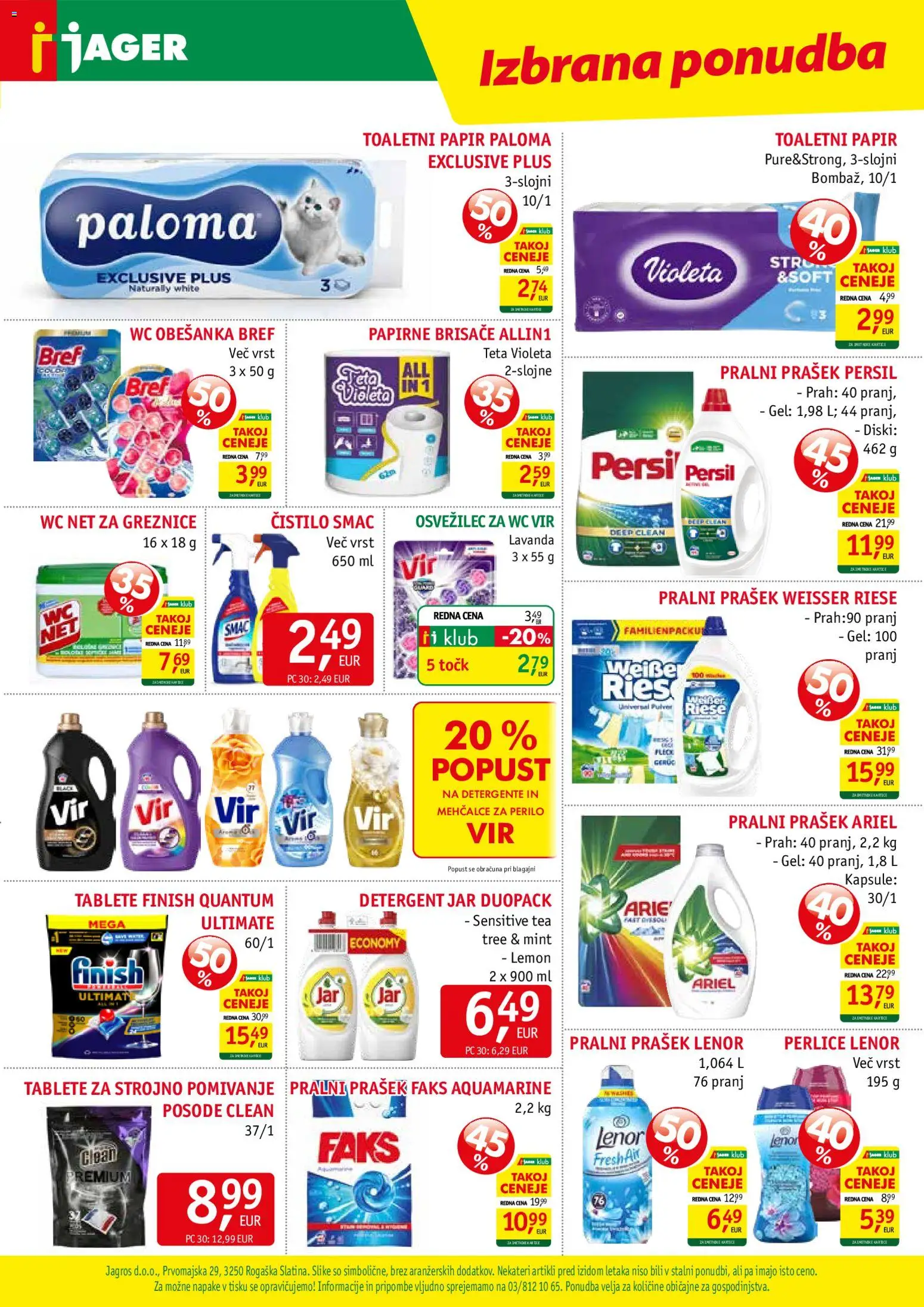 Novi Jager katalog ponudbe – veljaven od 02.09.2026 | Stran: 15 | Izdelki: Prašek, Pralni prašek, Toaletni papir, Detergent