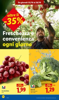 Anteprima del volantino Broccoli, Broccoli 500 g confezione 1 kg = 2.58 € valido a partire dal 22/10/2026 | Pagina: 4 | Prodotti: Uva, Broccoli