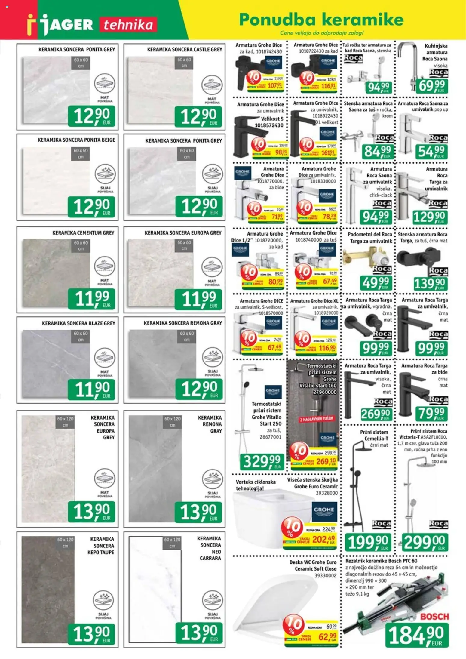 Novi Jager katalog ponudbe – veljaven od 17.06.2026 | Stran: 9 | Izdelki: Rezalnik, Prha, Umivalnik