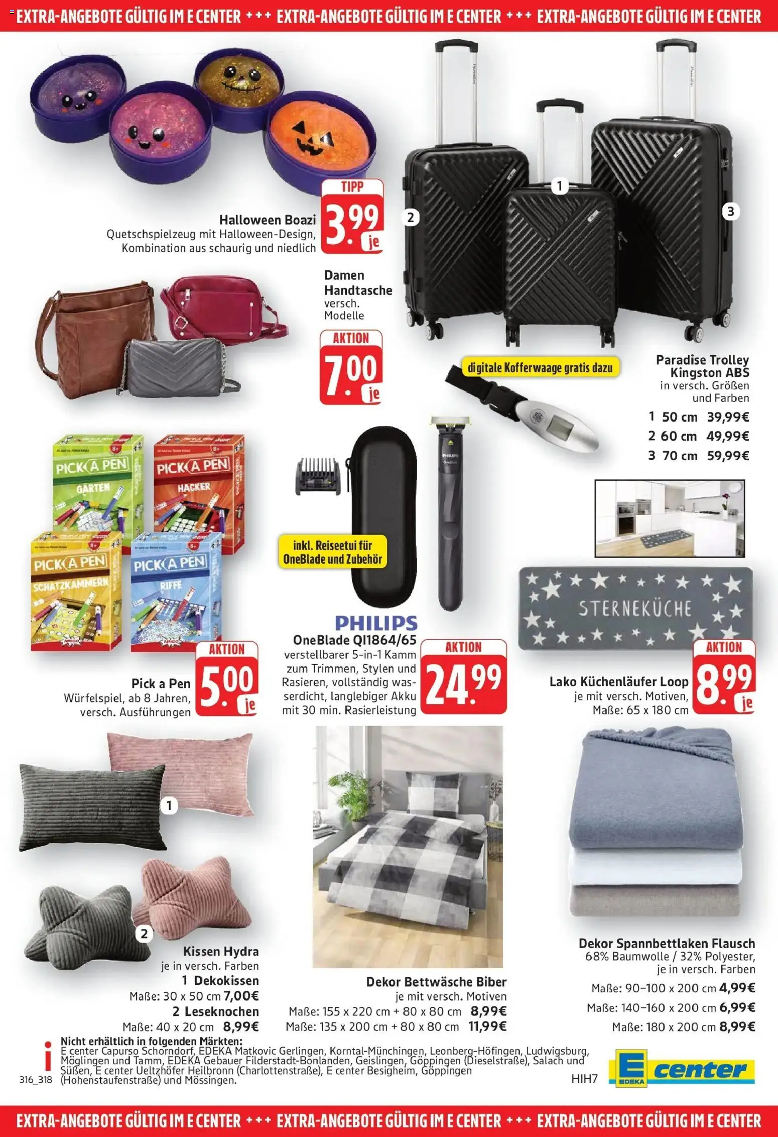 Edeka Prospekt Göppingen (ab 12.10.2026) » Angebote Online | Seite: 31 | Produkte: Philips, Kissen, Bettwäsche, Handtasche