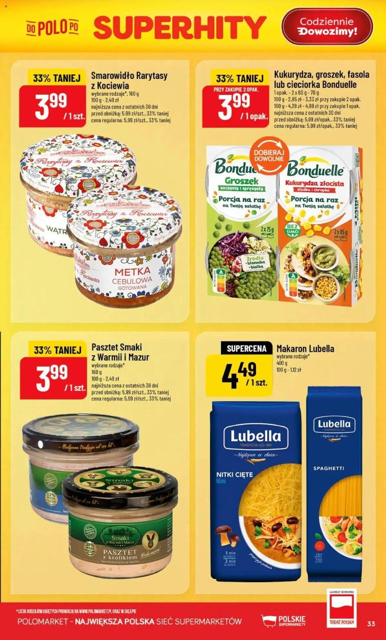 Nowa POLOmarket gazetka od jutra 12.08.2026 | Strona: 33 | Produkty: Zboża, Cieciorka, Fasola, Makaron