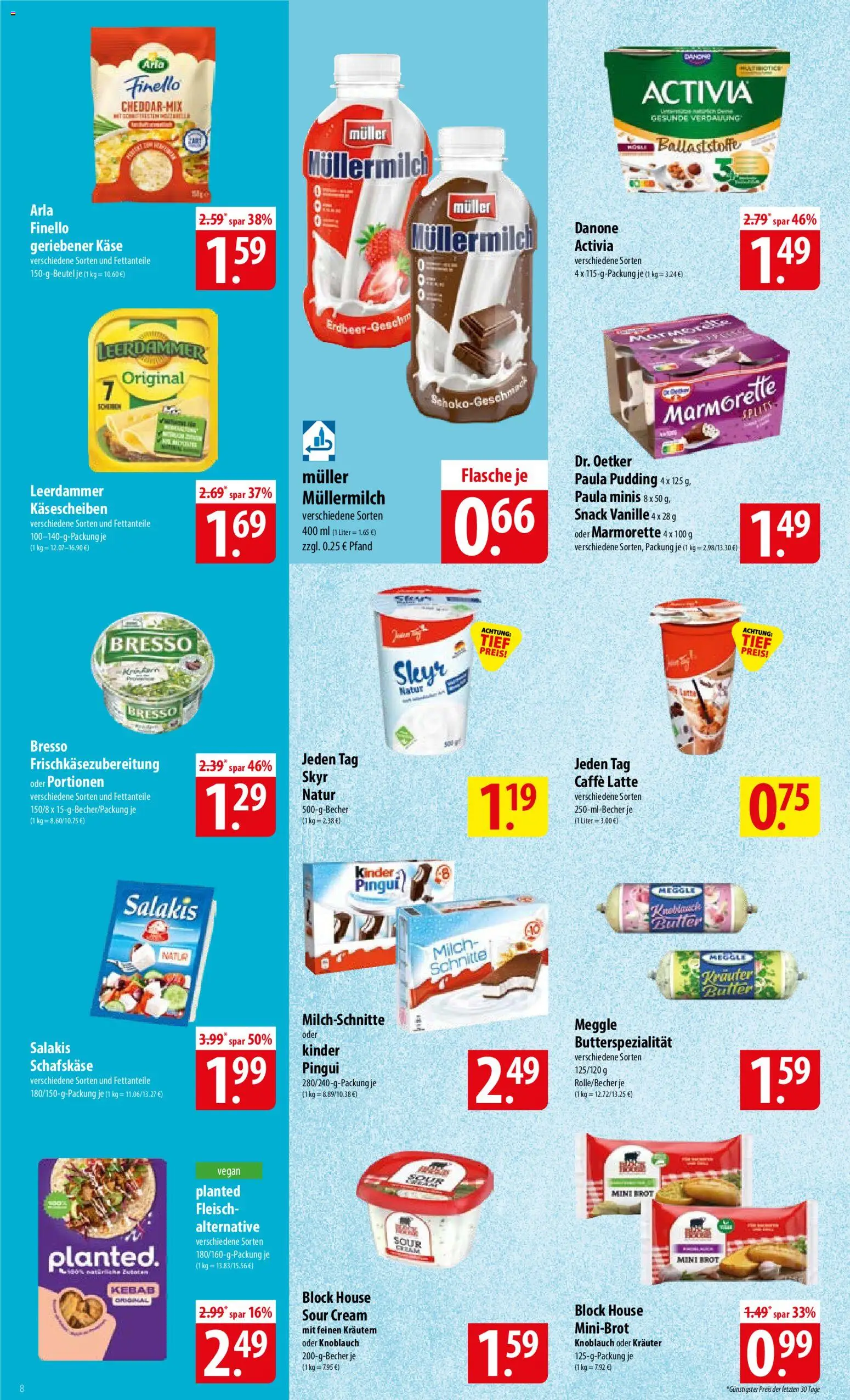 Famila Prospekt – gültig ab 08.06.2026 | Seite: 8 | Produkte: Milch, Käse, Pudding, Meggle butter