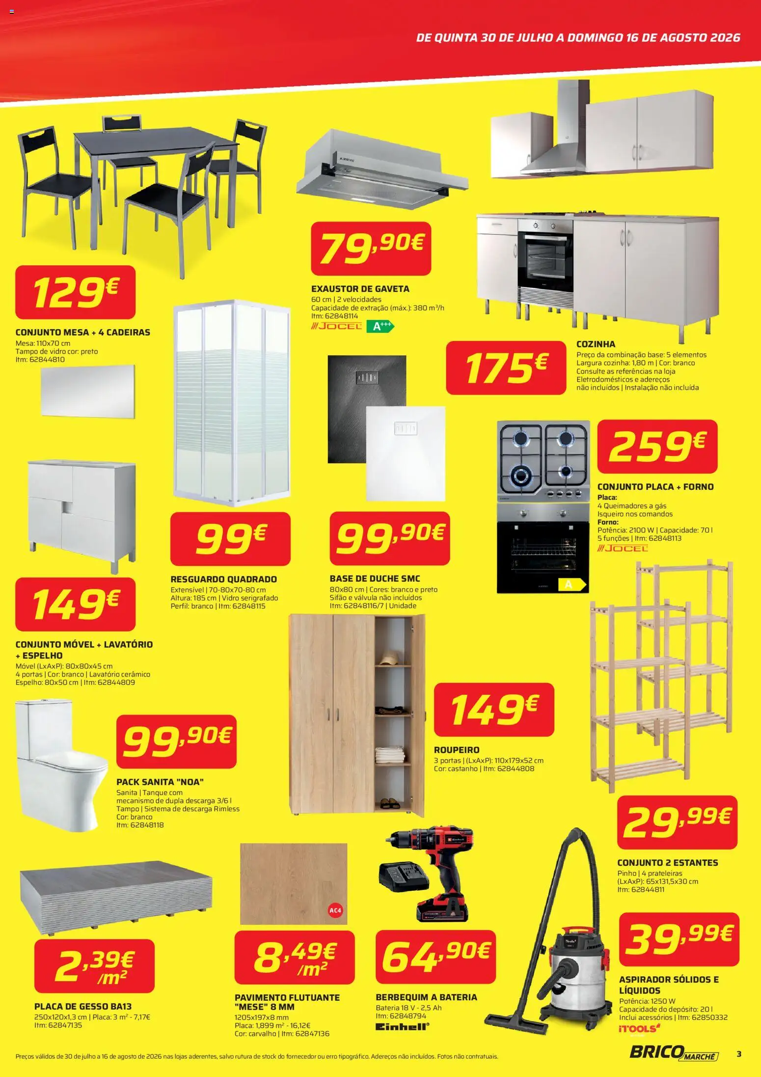 BricoMarché Folheto 11 - Mega Imperdíveis - Faro │ válido de 30/07/2026 | Página: 3 | Produtos: Cadeiras, Base, Portas, Bateria