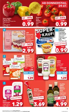 Kaufland Prospekt ab 09.07.2026 gültig | Seite: 9 | Produkte: Exquisa frischkase, Olivenol, Mango, Schinken