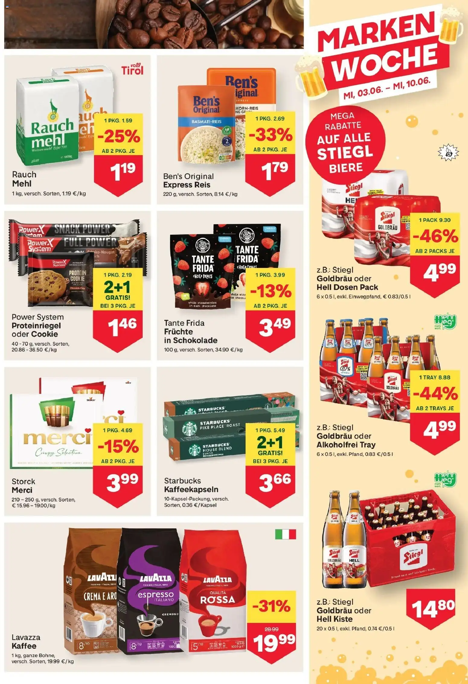 MPREIS Flugblatt gültig ab 03.06.2026 | Seite: 9 | Produkte: Kaffee, Schokolade, Reis