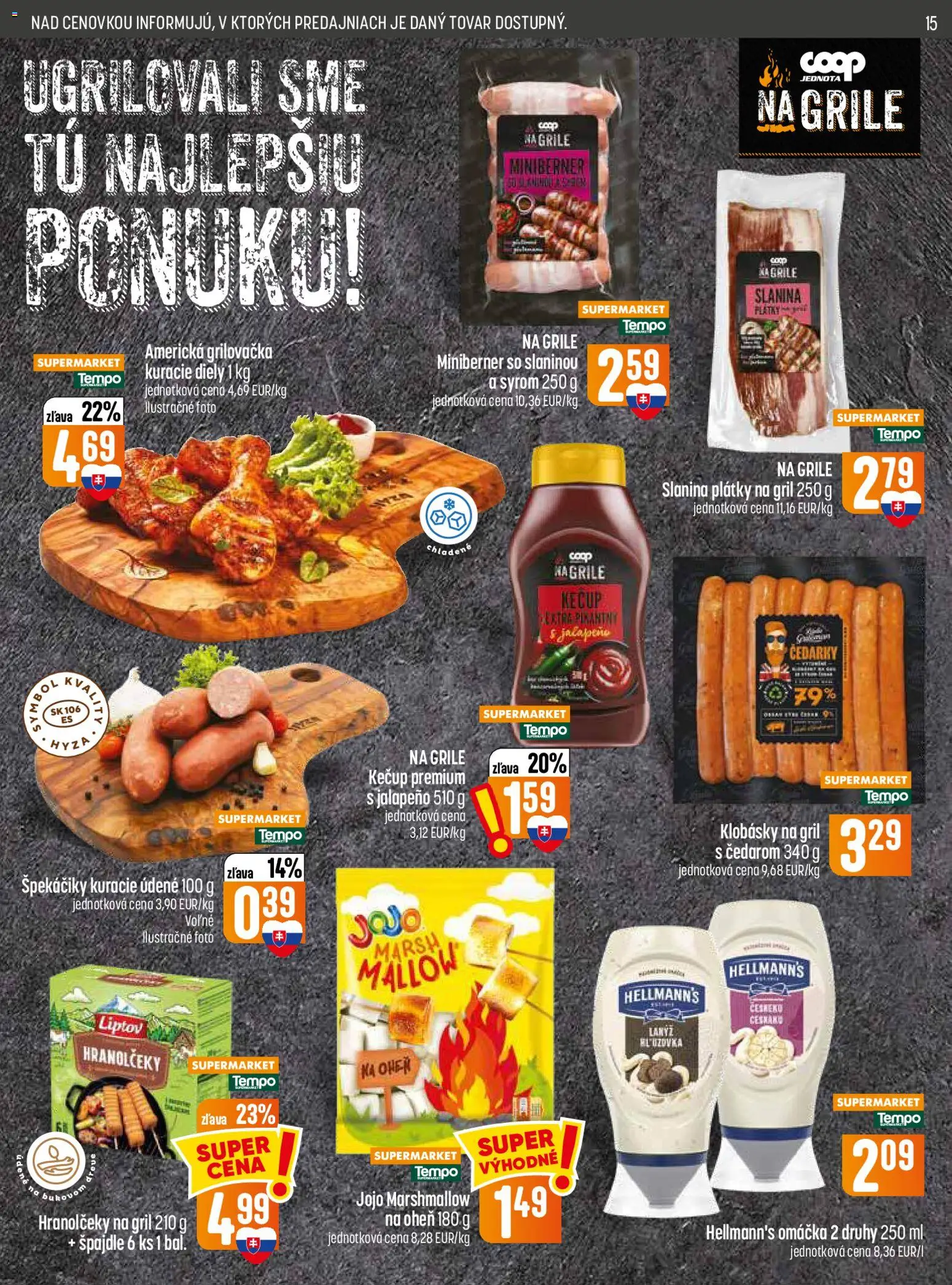 Nové COOP Jednota akcie – leták je platný od 23.07.2026 | Strana: 15 | Produkty: Gril, Slanina, Kečup