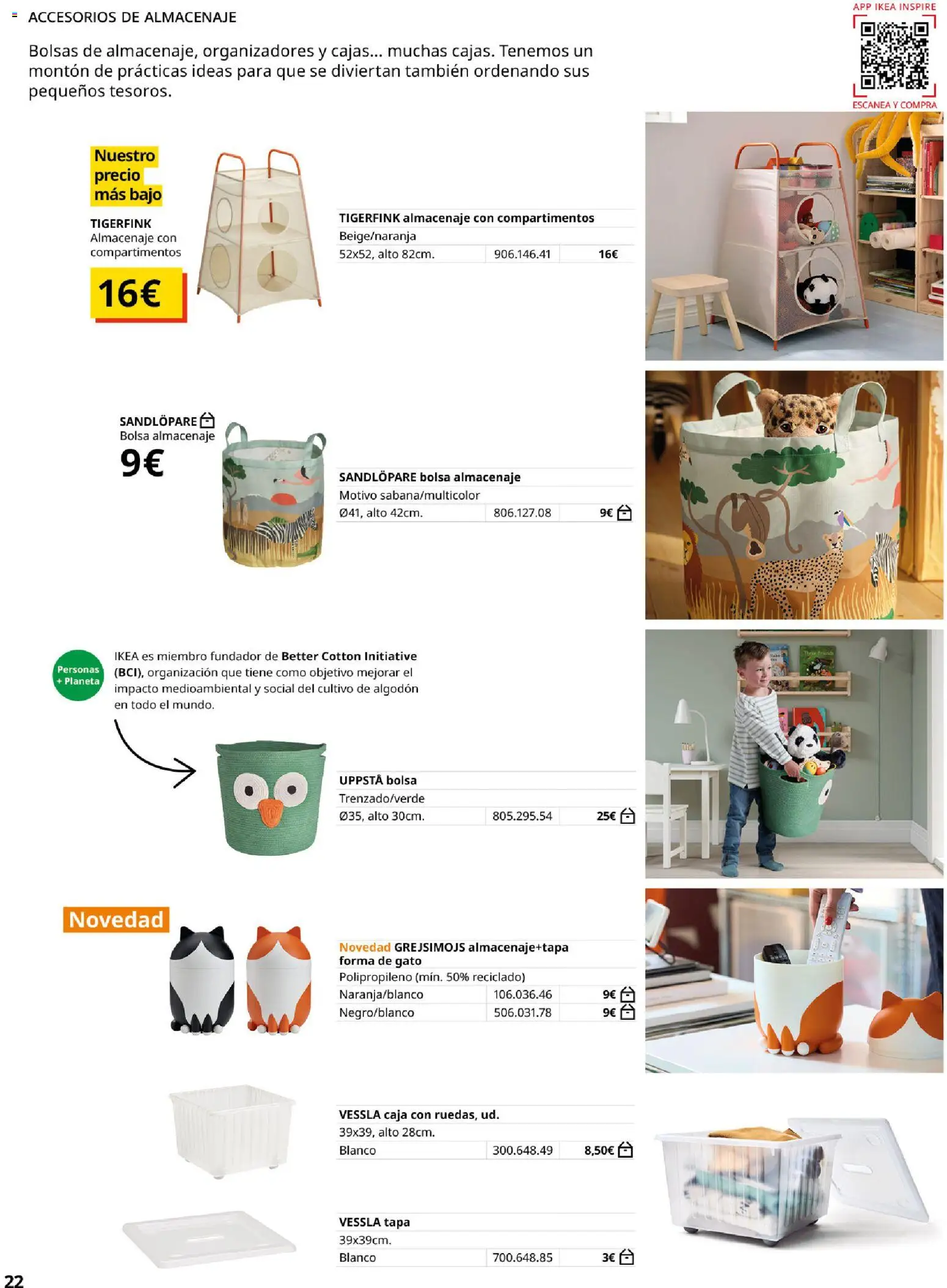 Catálogo IKEA Almacenaje infantil │ válido desde el 01/02/2026 | Página: 22 | Productos: Bolsa, Algodón, Almacenaje, Caja