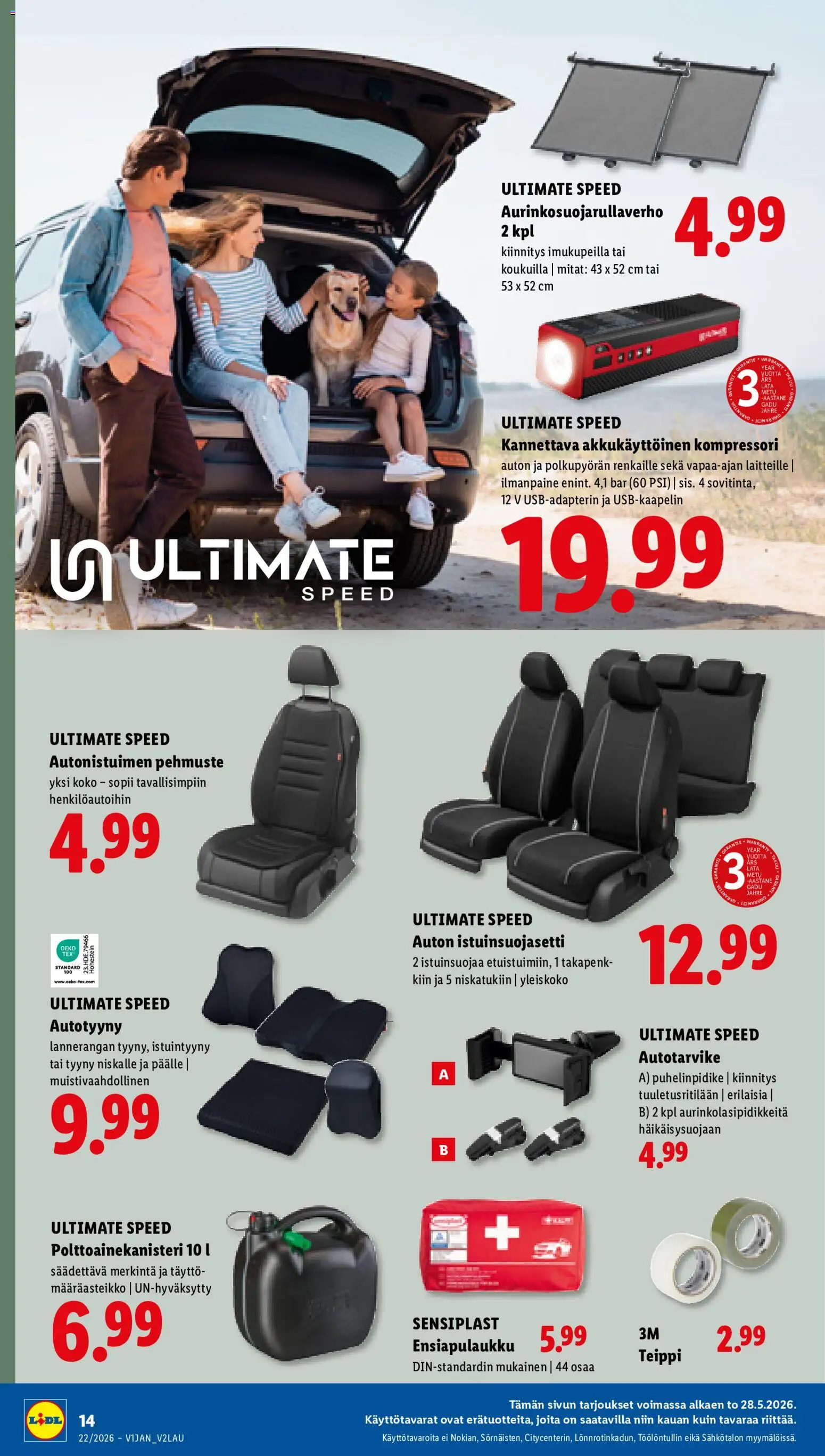 Lidl tarjoukset - Tampere – voimassa 28.05.2026 alkaen | Sivu: 16 | Tuotteet: Istuintyyny, Tyyny, Kompressori, Teippi