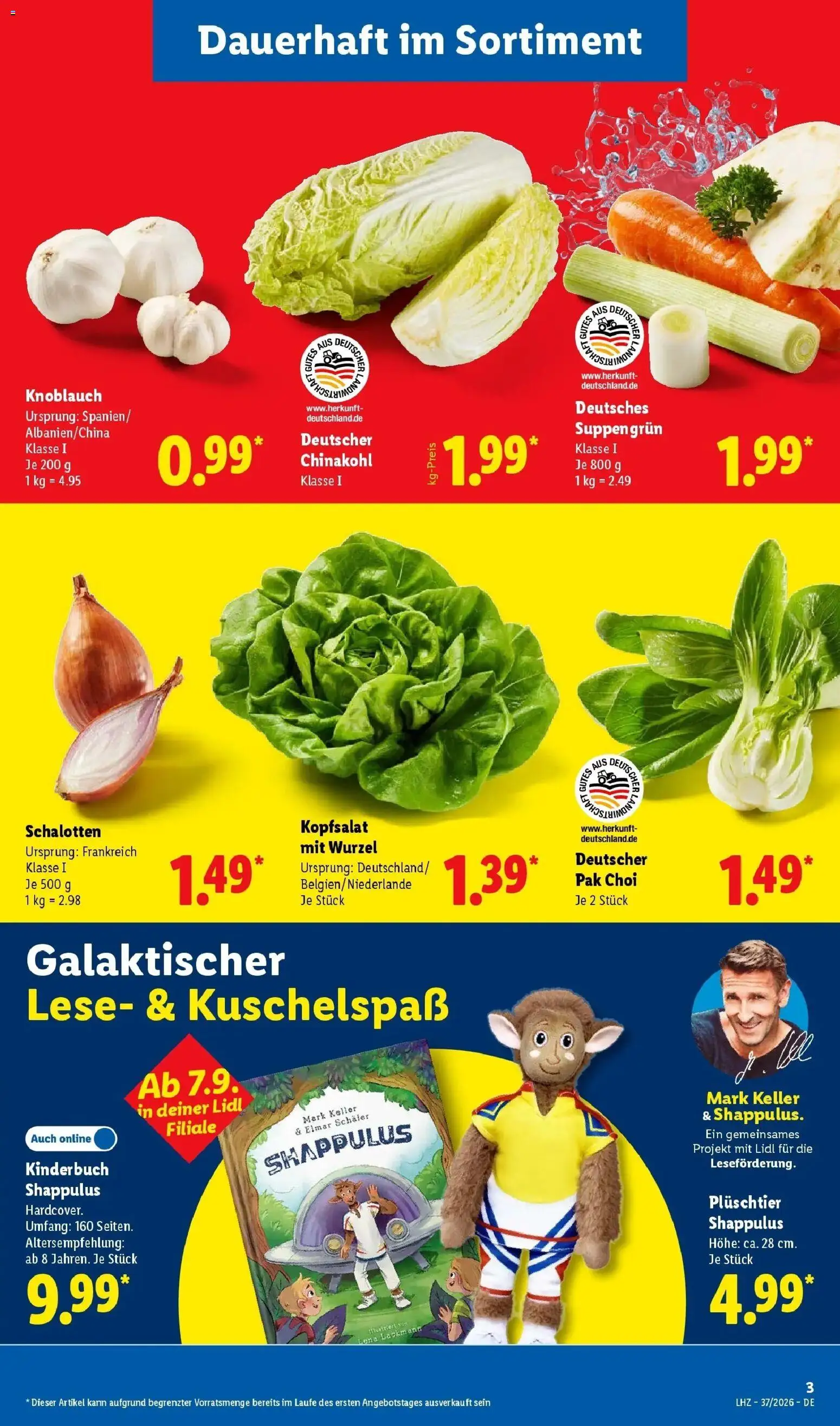 Lidl Prospekt Grimma (ab 07.09.2026) zum Blättern » Angebote | Seite: 3 | Produkte: Knoblauch, Chinakohl