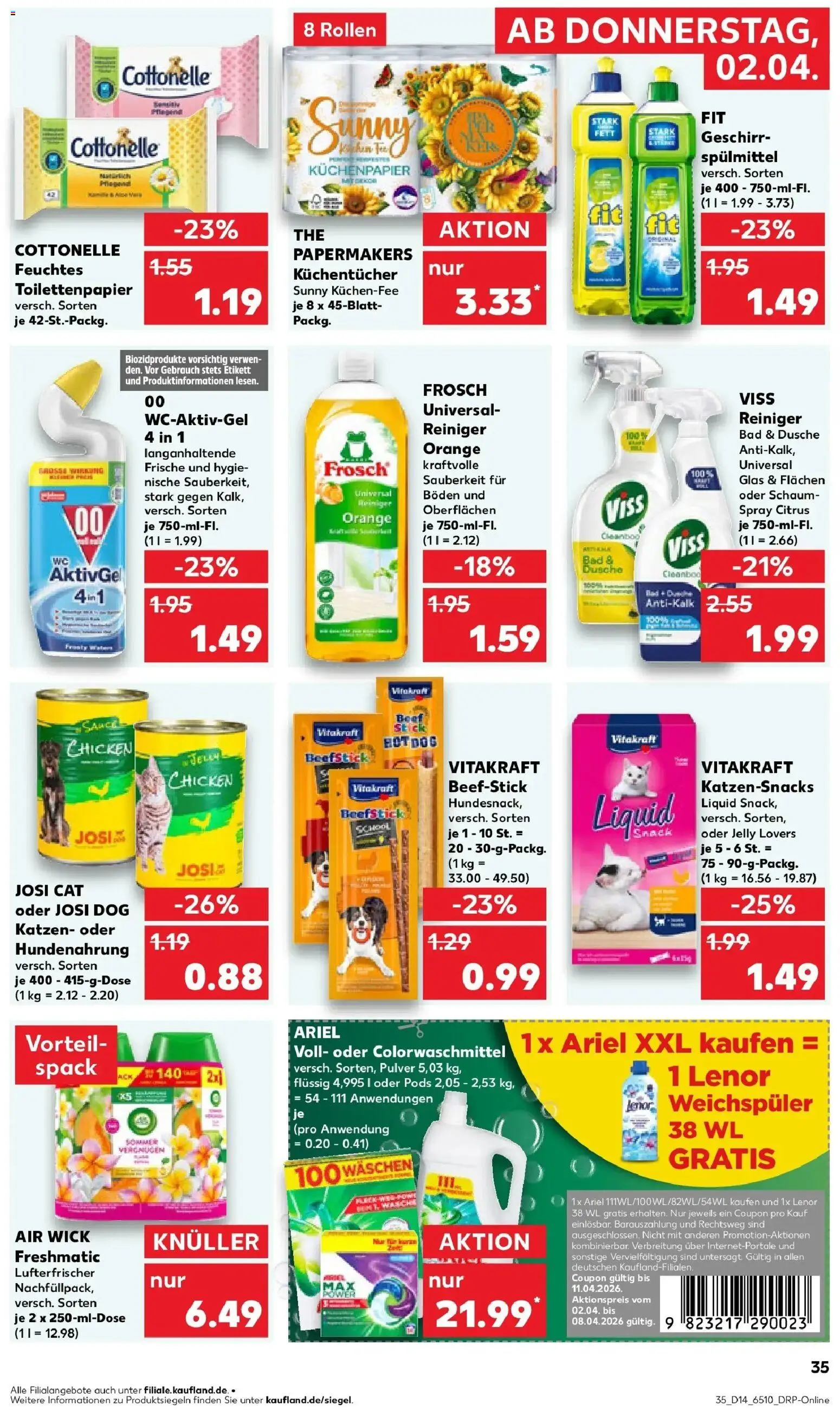 Kaufland Prospekt Bergkamen	 – gültig ab 02.04.2026 | Seite: 37 | Produkte: Lenor, Dusche, Weichspüler, Feuchtes Toilettenpapier