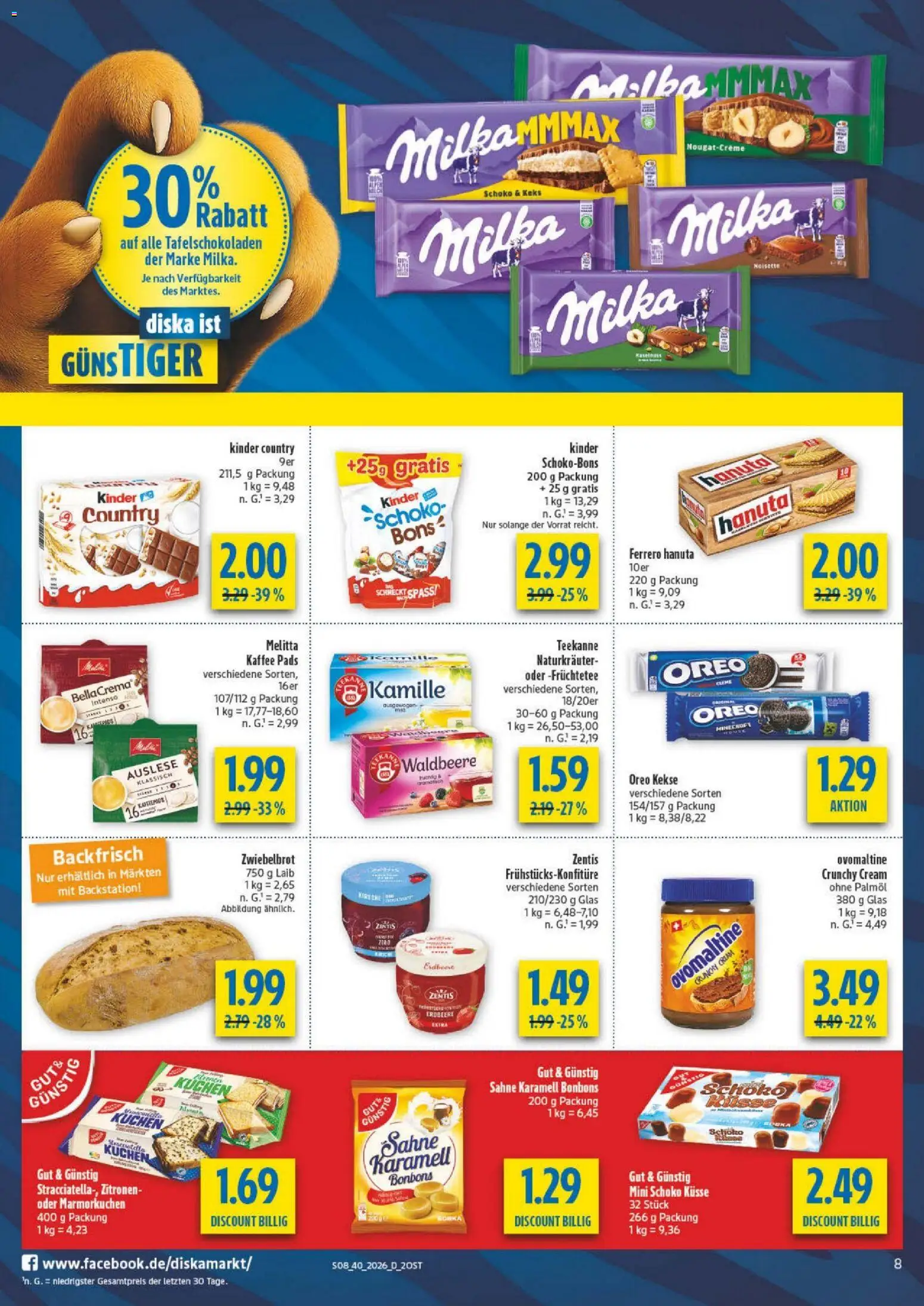 Diska Prospekt – gültig ab 28.09.2026 | Seite: 8 | Produkte: Ovomaltine, Teekanne, Sahne, Zitronen
