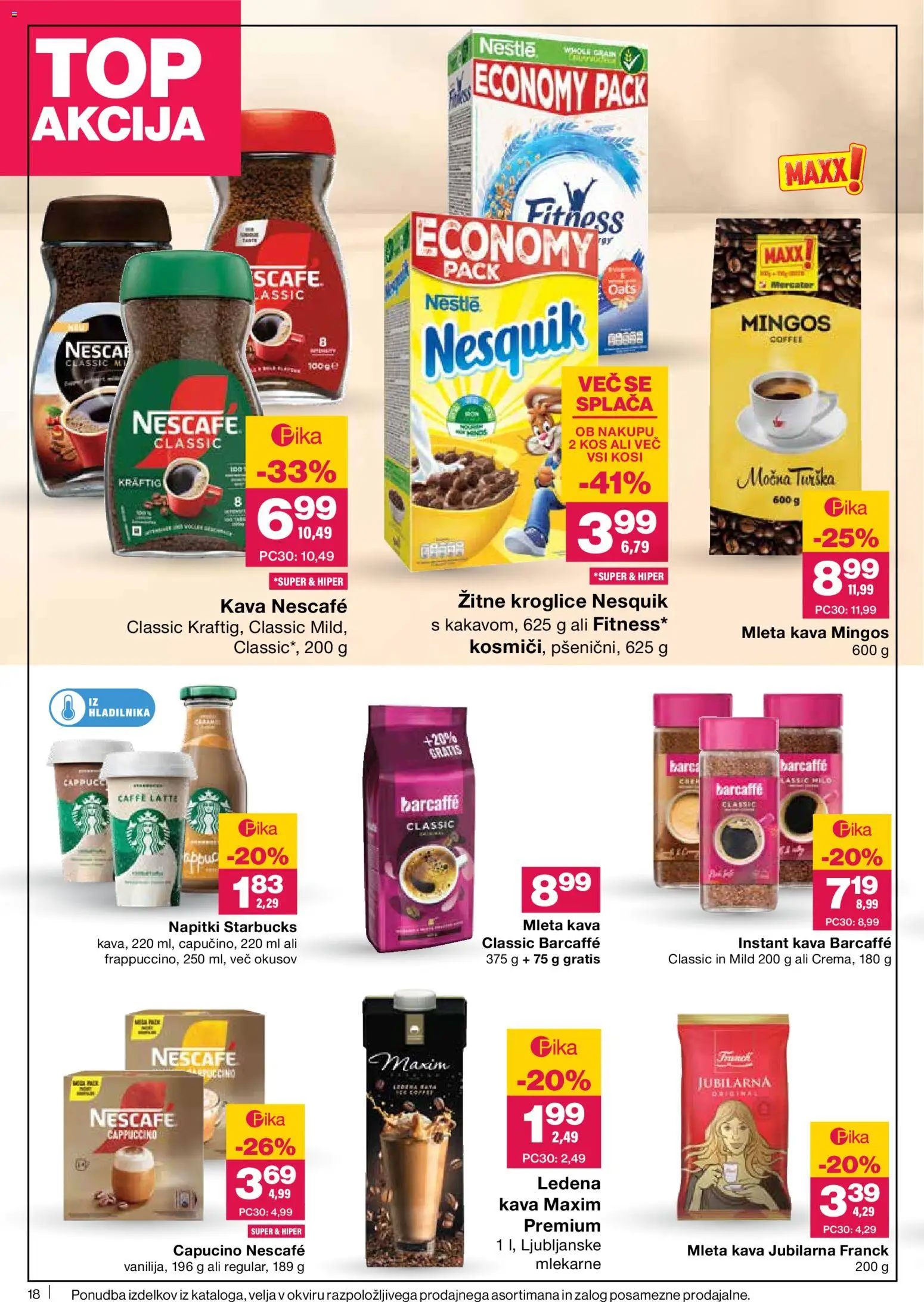 Novi Mercator katalog ponudbe – veljaven od 07.05.2026 | Stran: 18 | Izdelki: Napitki, Instant kava, Kos, Kava