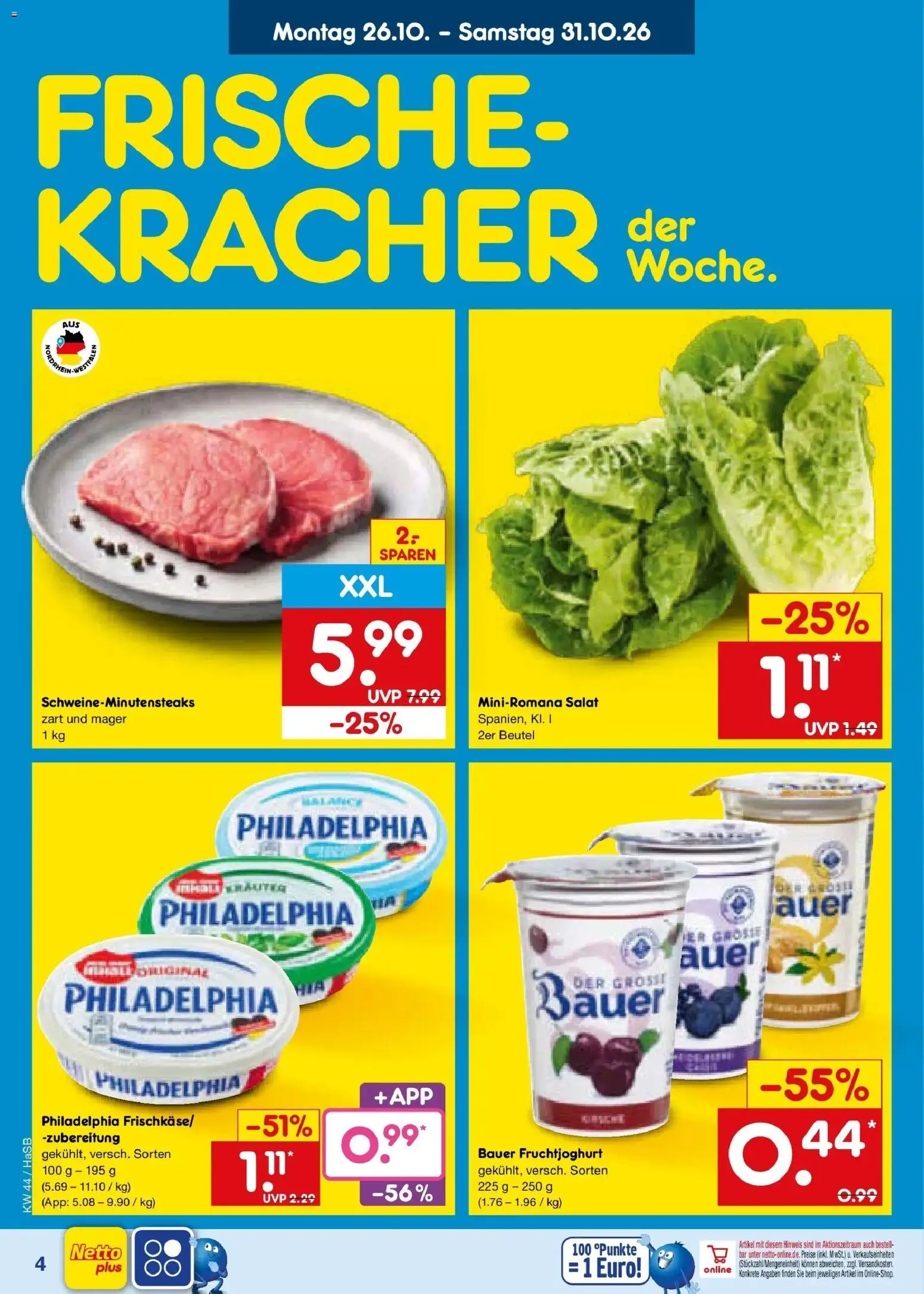 Netto Marken-Discount Prospekt Unna – gültig ab 26.10.2026 | Seite: 6 | Produkte: Philadelphia, Fruchtjoghurt, Weste, Salat