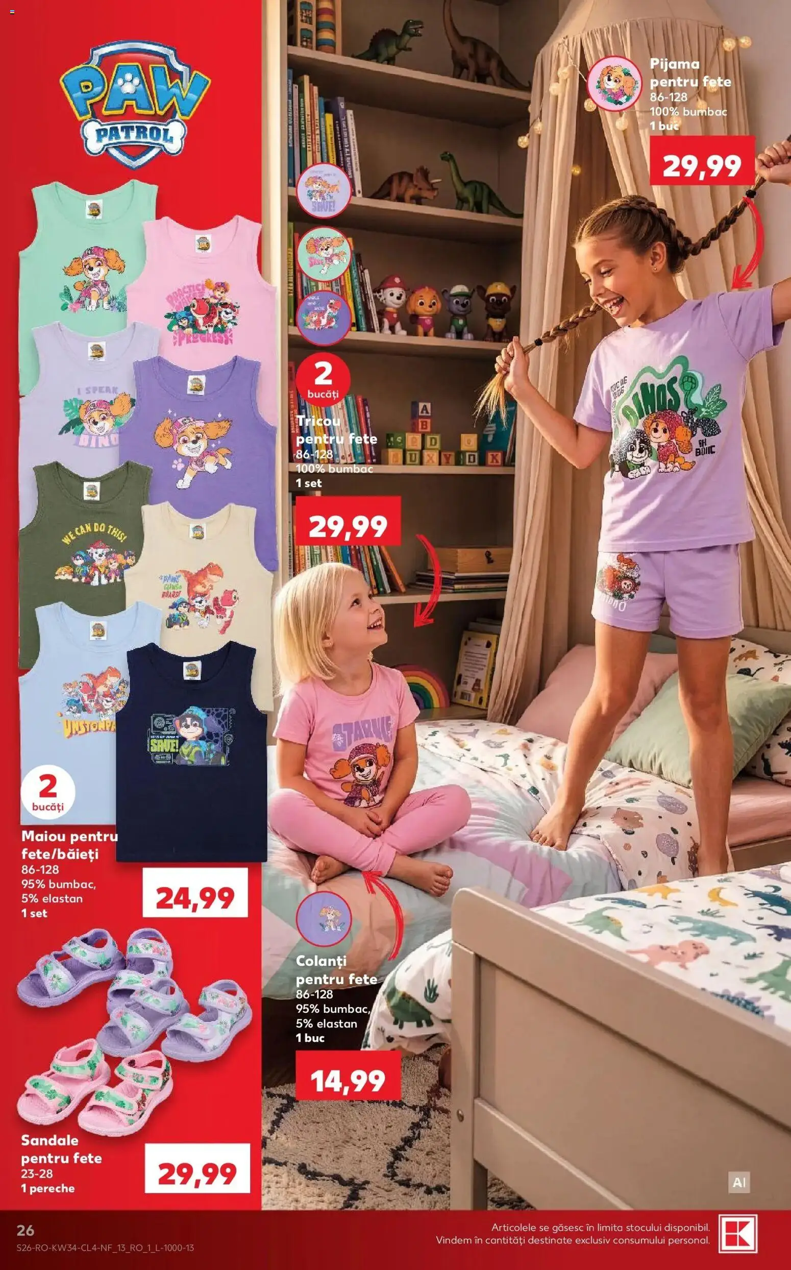 Kaufland Domnesti 19.08.2026 - Revista si Oferta | Pagină: 26 | Produse: Tricou, Maiou, Colanți, Sandale