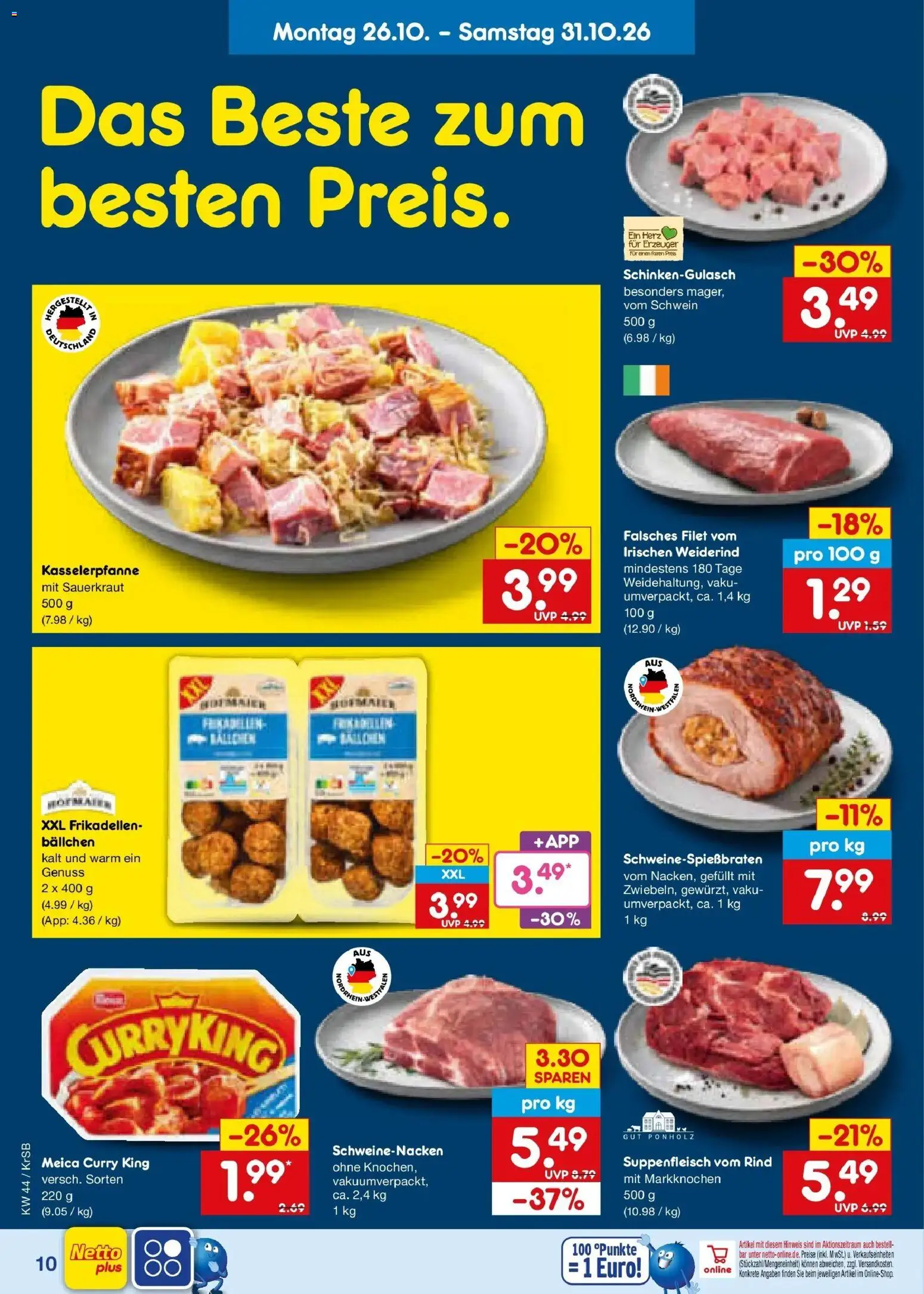 Netto Marken-Discount Prospekt Baesweiler – gültig ab 26.10.2026 | Seite: 14 | Produkte: Schweinenacken, Meica, Suppenfleisch