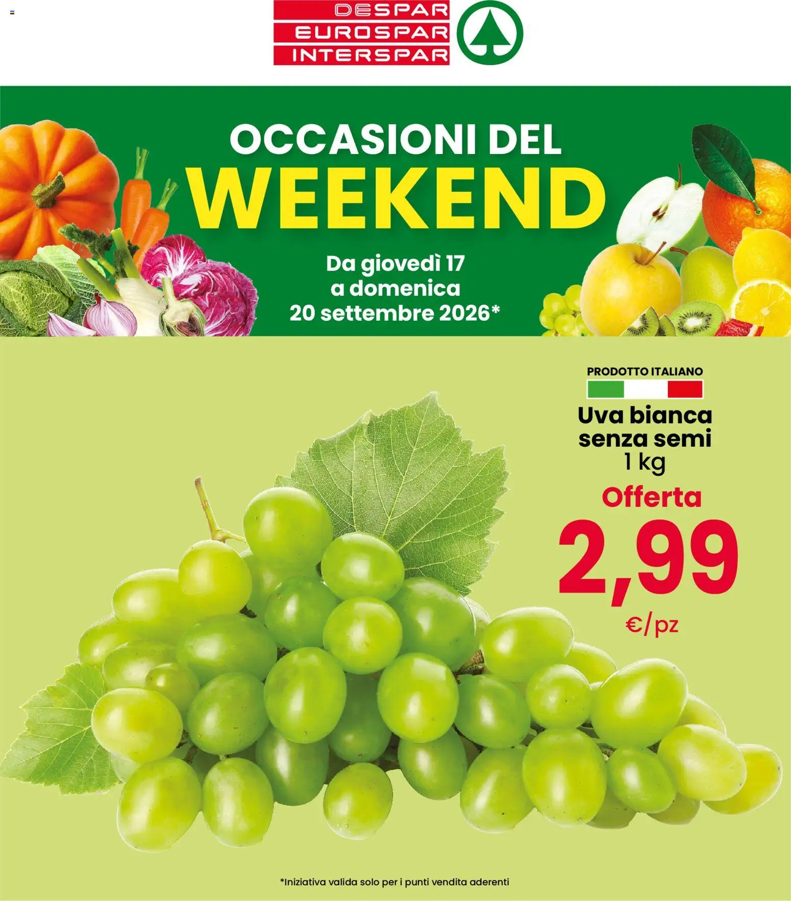 Volantino Despar del 17/09/2026 | Pagina: 1 | Prodotti: Uva