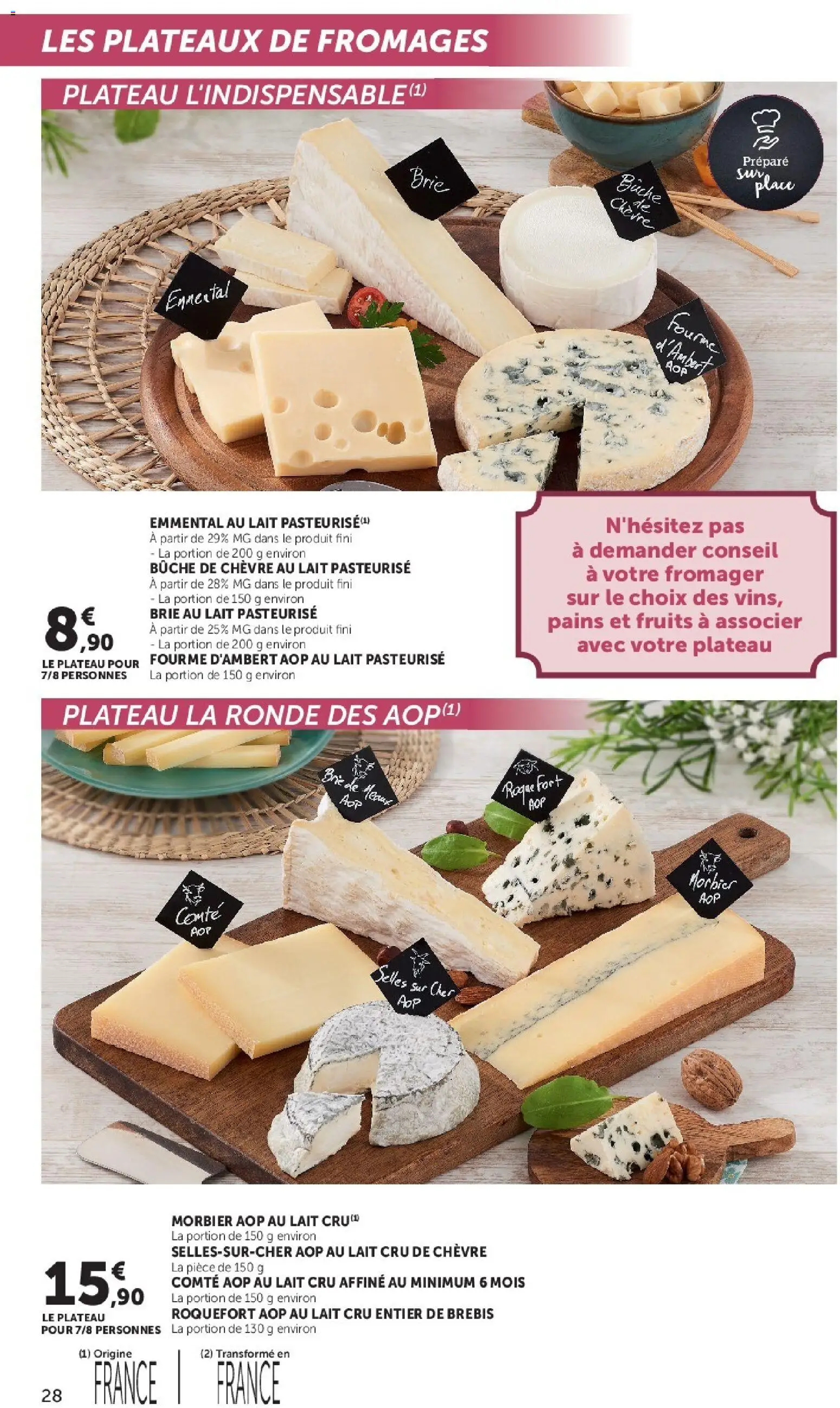 {H1} | Page: 28 | Produits: Brie de Meaux, Morbier aop, Morbier, Bûche de chèvre