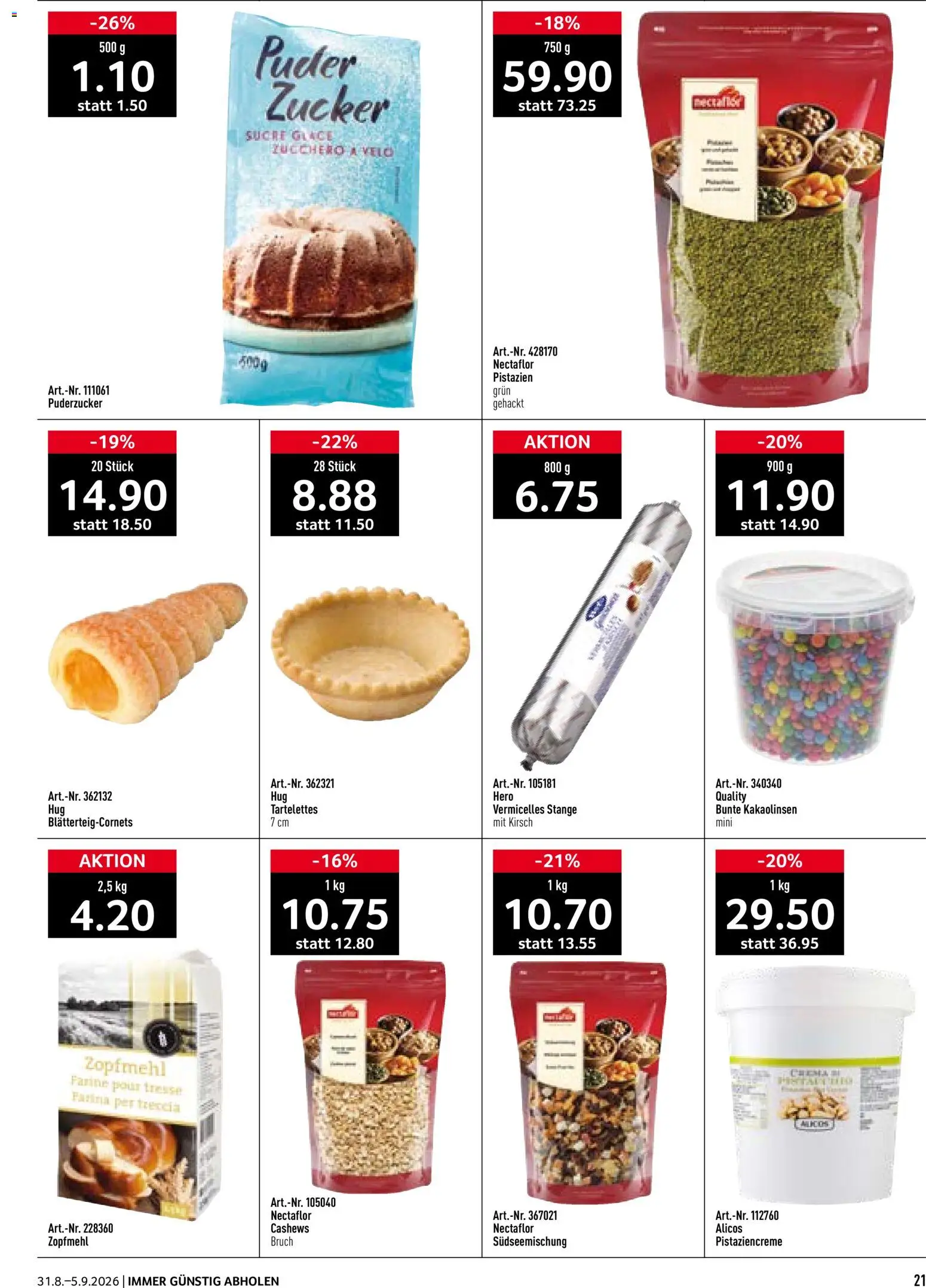 Prodega aktionen – gültig ab 31.08.2026 | Seite: 21 | Produkte: Puderzucker, Glace, Puder, Zucker