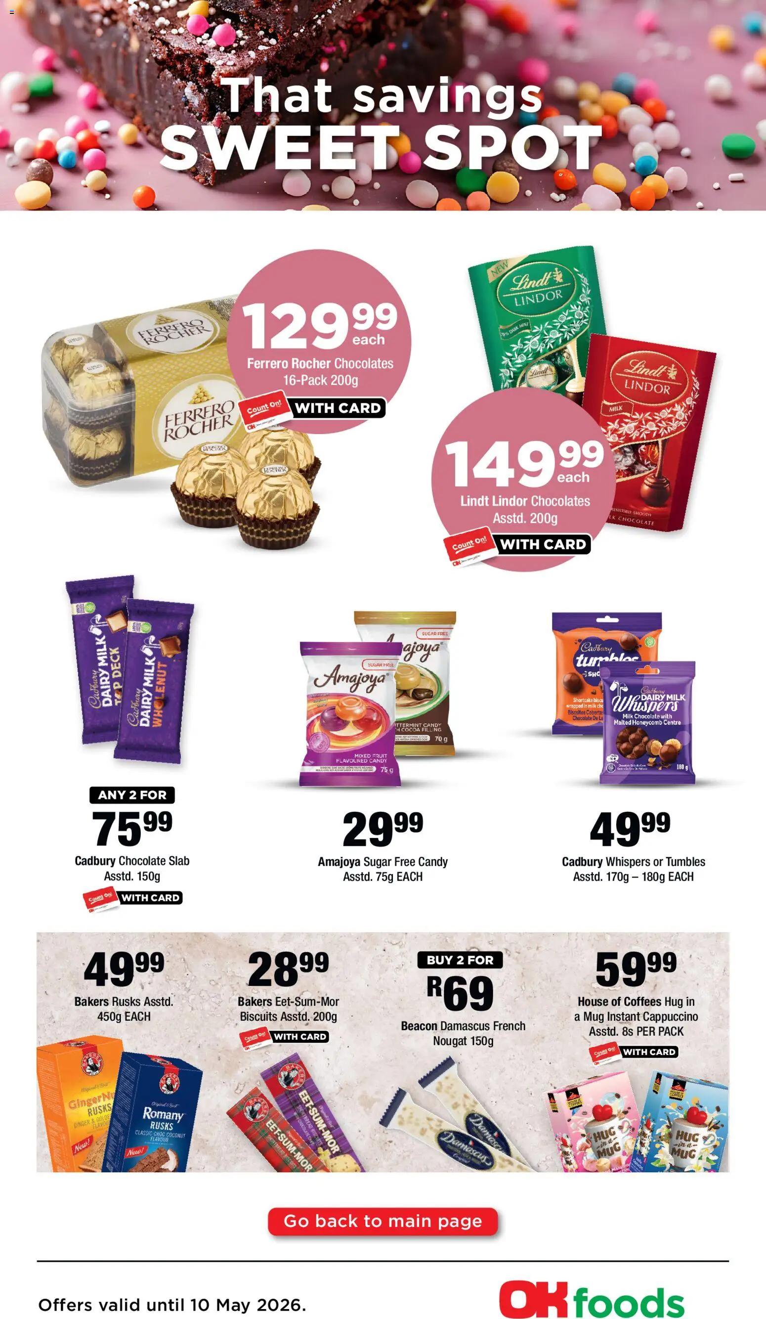 New OK Foods catalogue – valid from 27.04.2026 | Page: 2 | Products: Biscuits, Mug, Rusks, Fruit