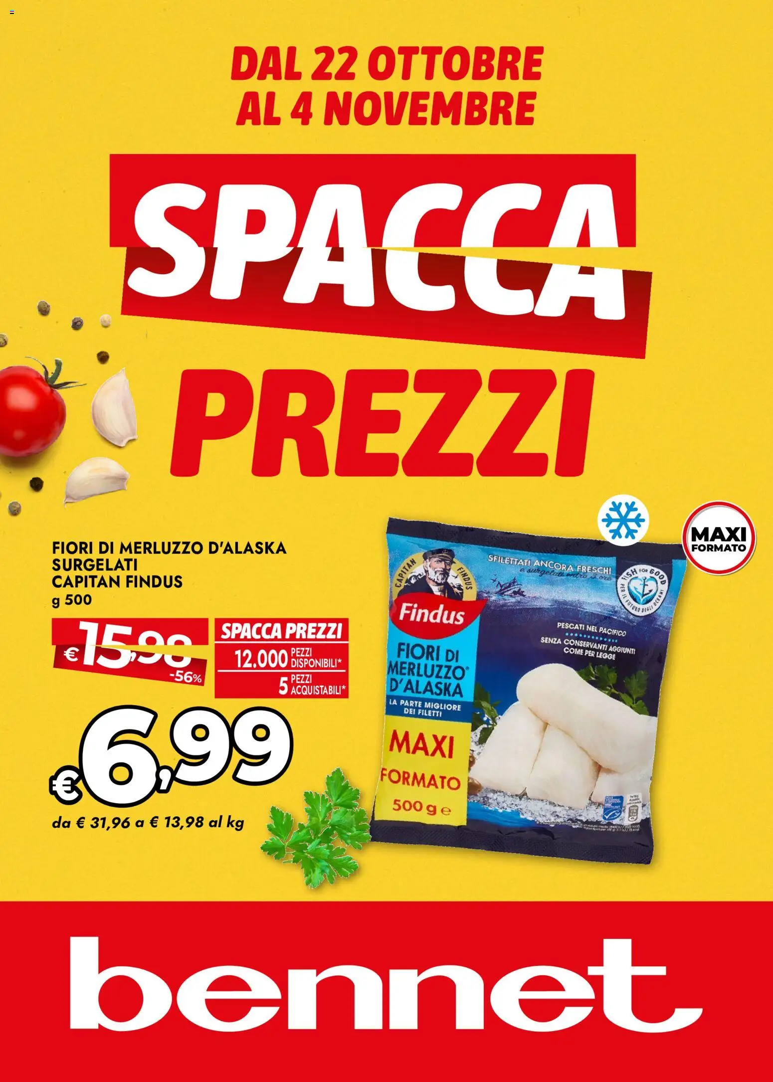 Volantino bennet del 22/10/2026 | Pagina: 1 | Prodotti: Merluzzo d’Alaska, Merluzzo, Fiori