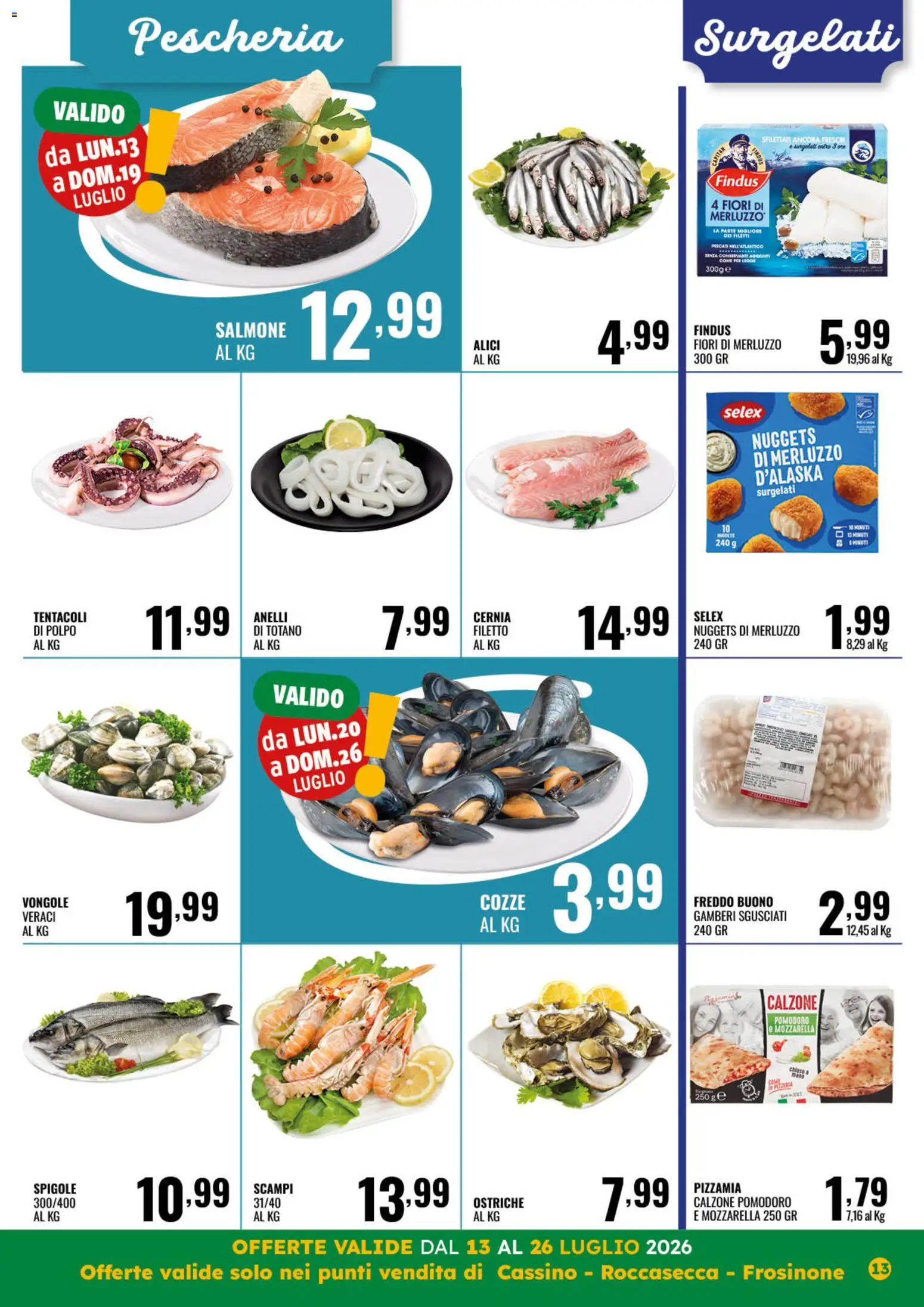 Volantino GECOP del 13/07/2026 | Pagina: 13 | Prodotti: Salmone, Gamberi, Cozze, Vongole