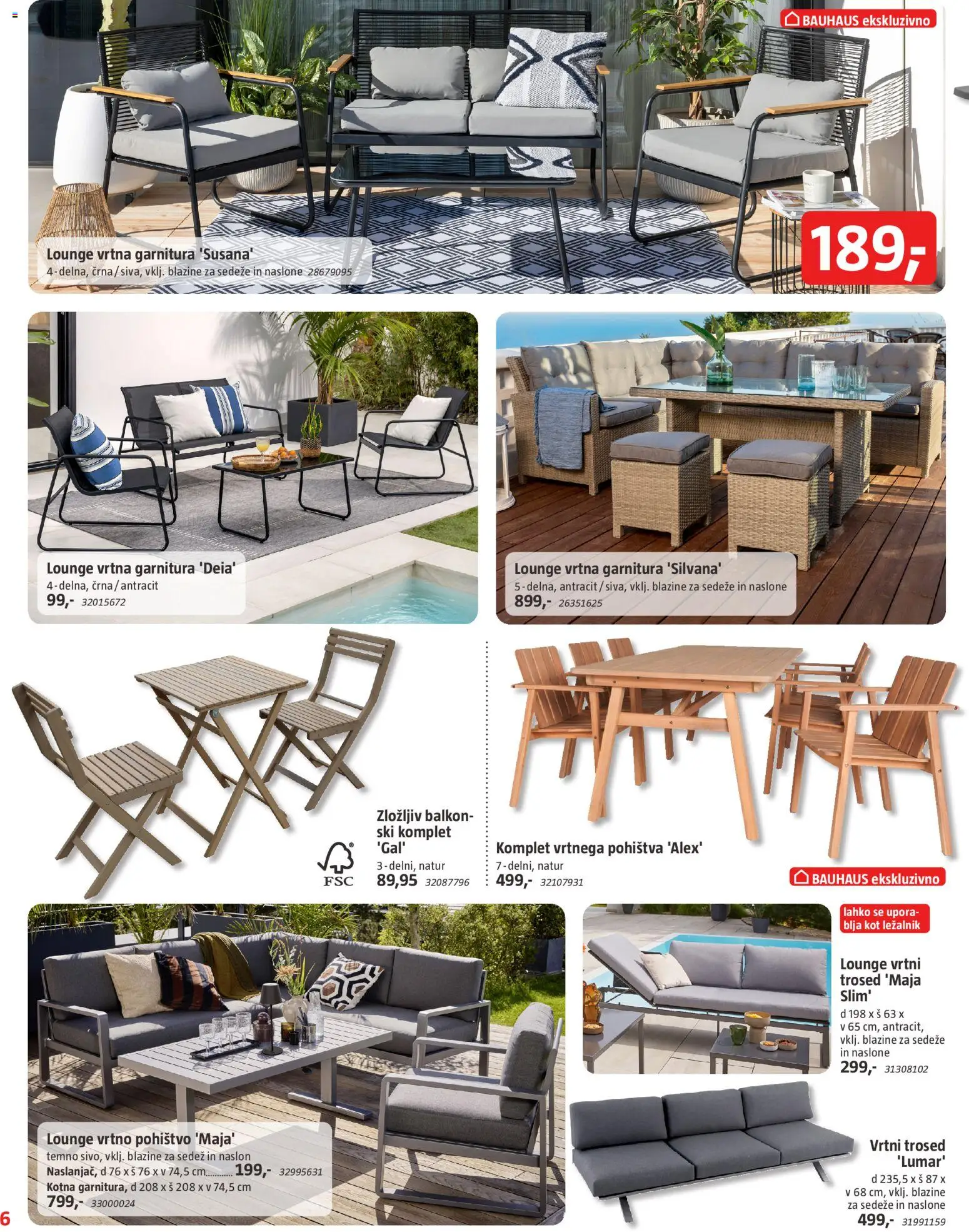 Novi Bauhaus katalog ponudbe – veljaven od 20.05.2026 | Stran: 6 | Izdelki: Ležalnik, Trosed, Pohištvo, Vrtno pohistvo
