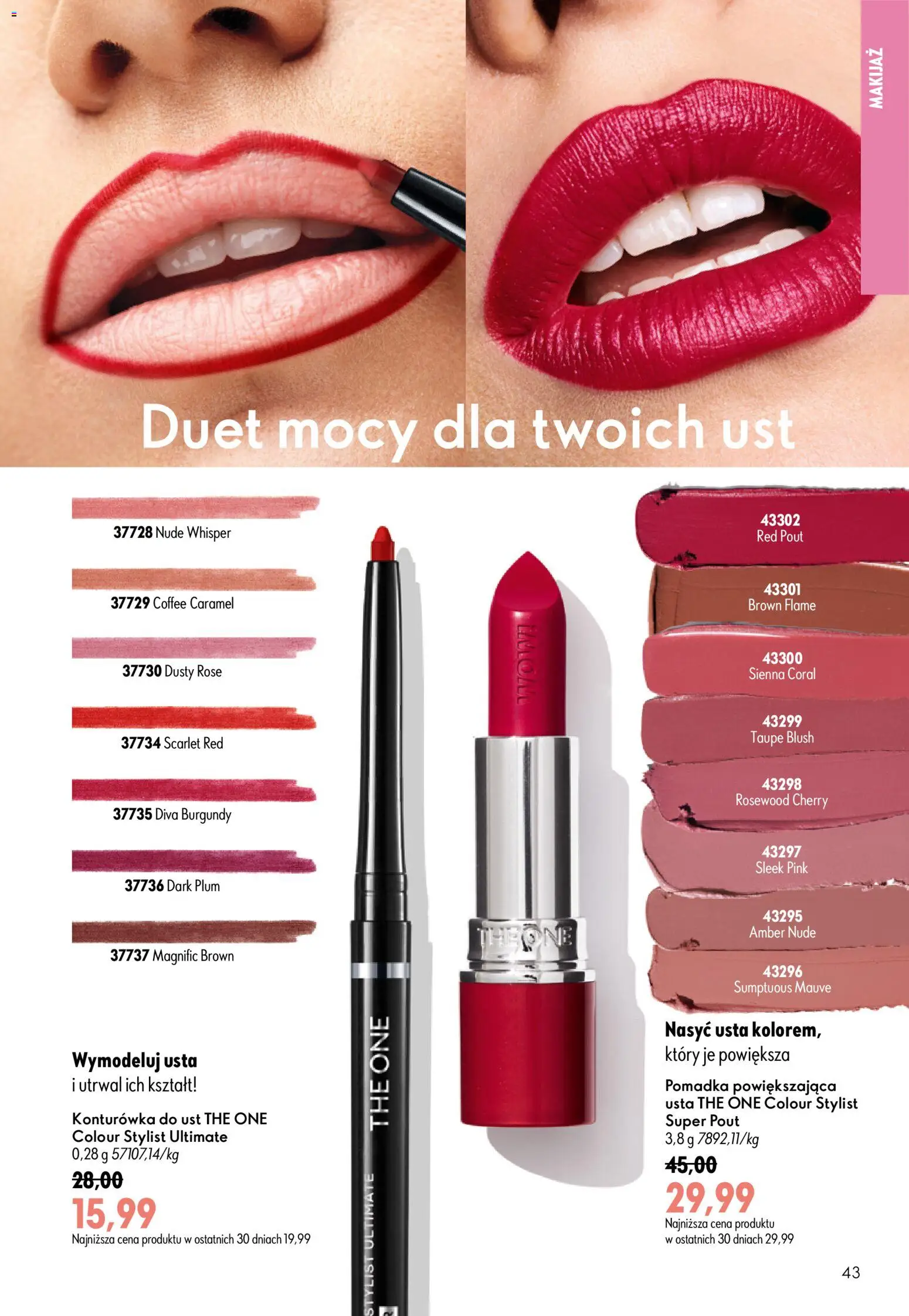 Oriflame Katalog 10 2026 od 08.07.2026 | Strona: 43 | Produkty: Pomadka, Makijaż, Konturówka