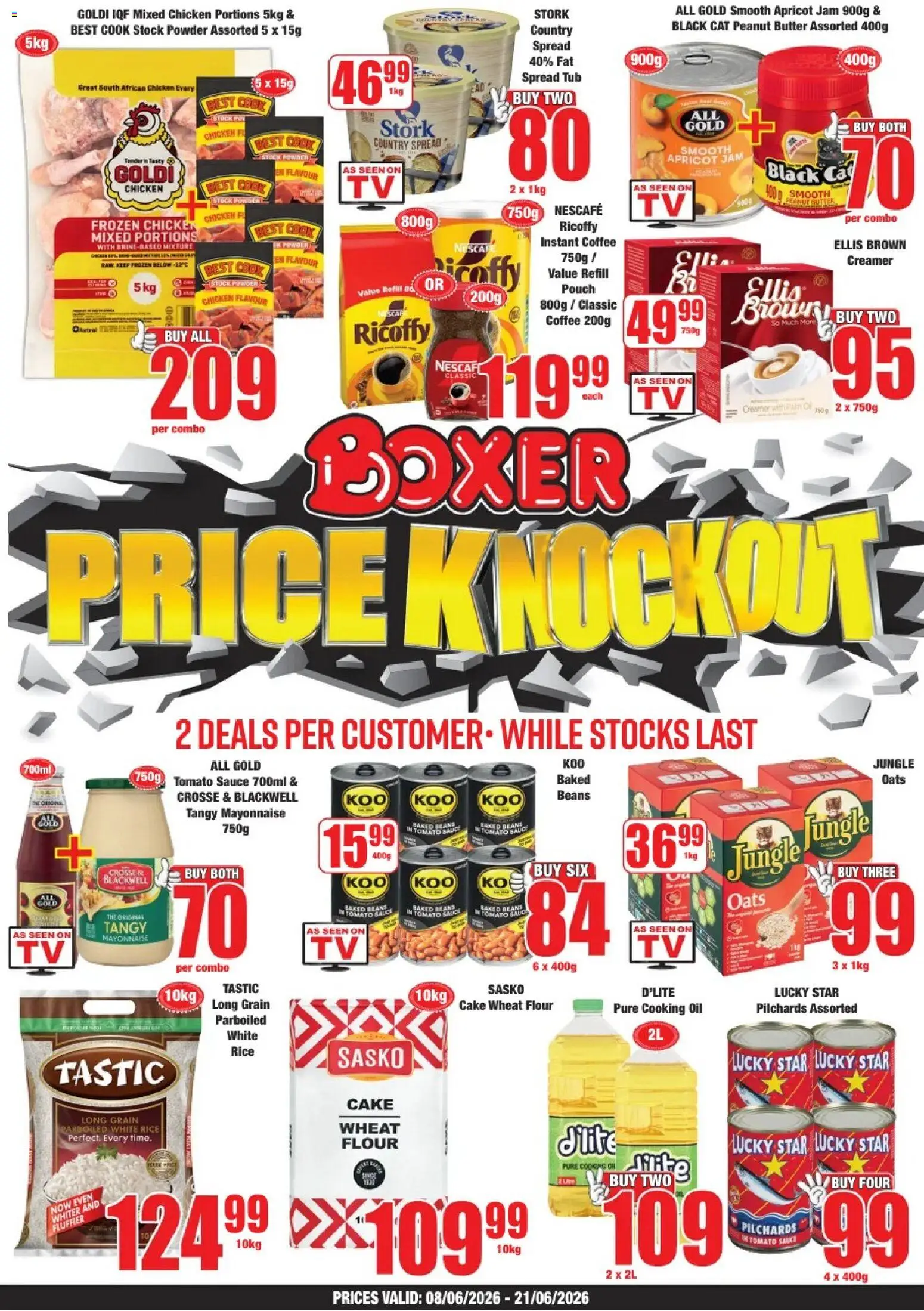 New Boxer catalogue – valid from 08.06.2026 | Page: 1 | Products: Beans, Jam, Baked beans, Oats