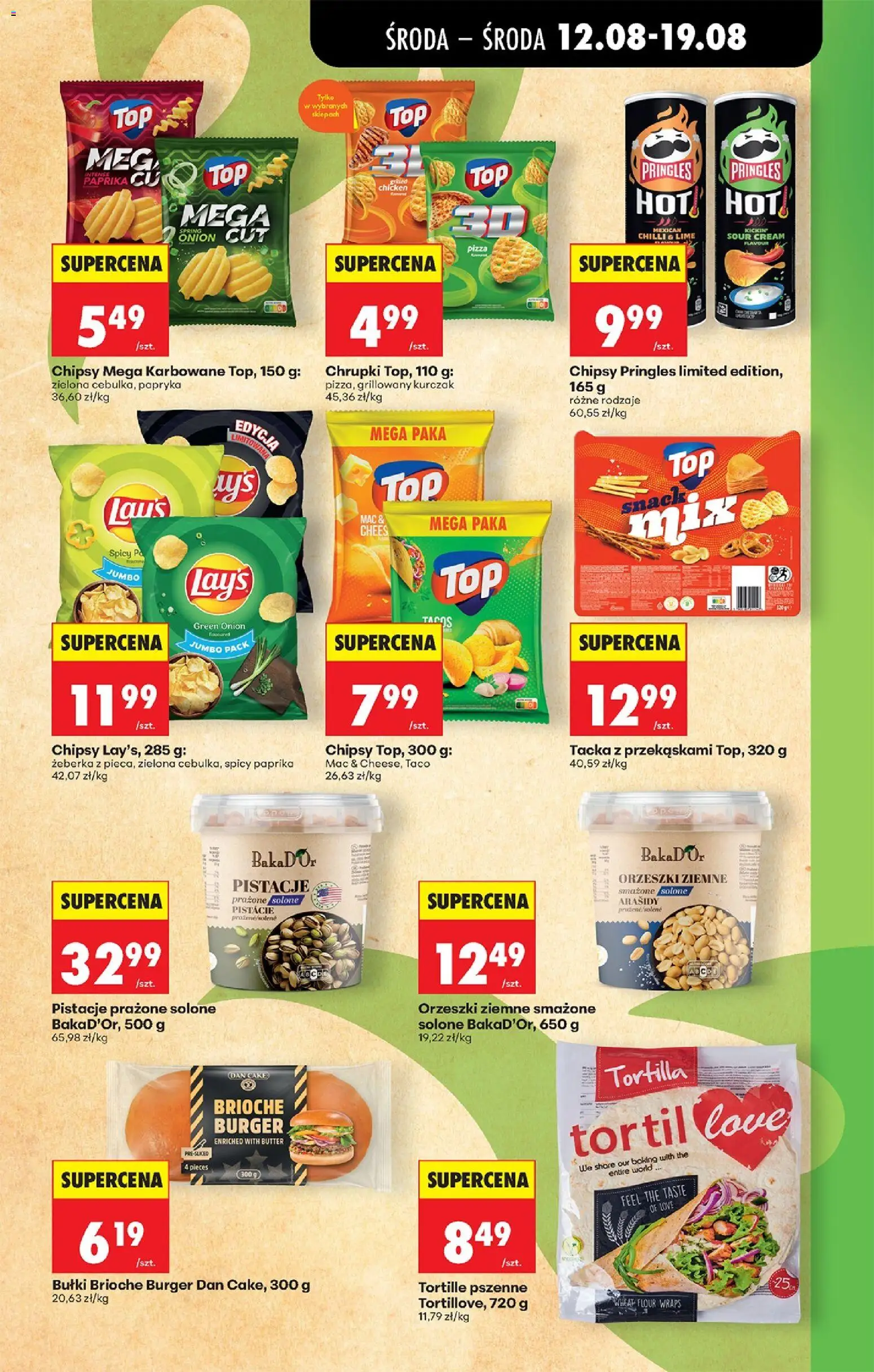 Biedronka gazetka od środy od 12.08.2026 | Strona: 61 | Produkty: Kurczak, Tortilla, Orzeszki ziemne, Orzeszki