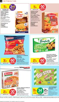 Intermarché - Prévisualisation de PANÉ DE POULET SPÉCIAL BURGER CHAPELURE CORN FLAKES X2 PÈRE DODU, Pané de poulet spécial burger chapelure corn flakes x2 valide à partir de 27.05.2026 | Page: 26 | Produits: Pomme, Emmental, Viande, Crème