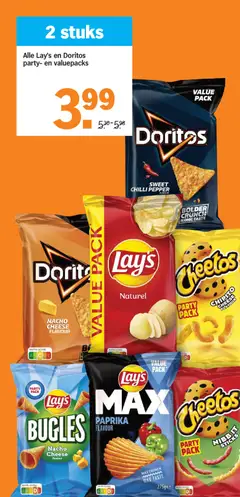 Alle Lay's en Doritos party- en valuepacks, Lay's and Doritos party and value packs - Voorbeeld van een folder van Albert Heijn, geldig van 11.05.2026 | Pagina: 31 | Producten: Snacks, Kész piskótalap, Doritos, Cheetos