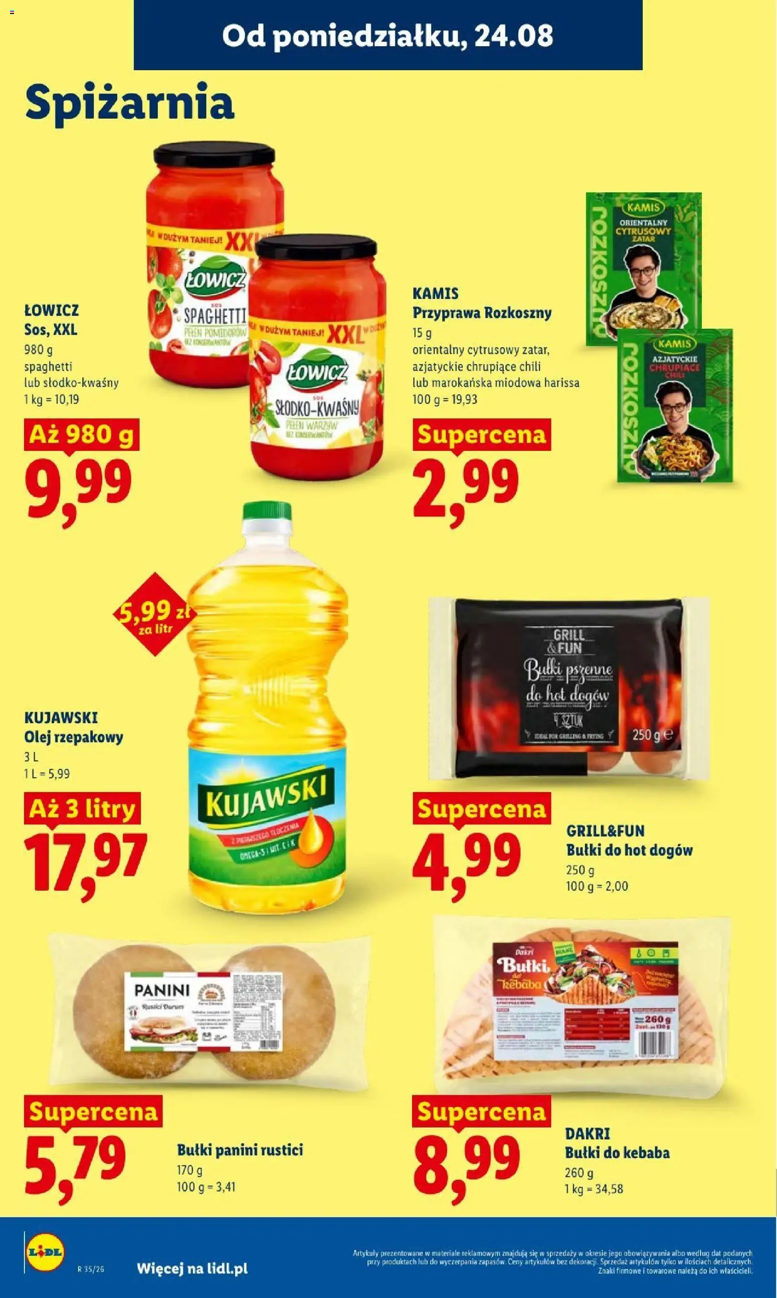 Lidl gazetka od 24.08.2026 | Strona: 86 | Produkty: Olej rzepakowy, Kebab, Olej, Sos
