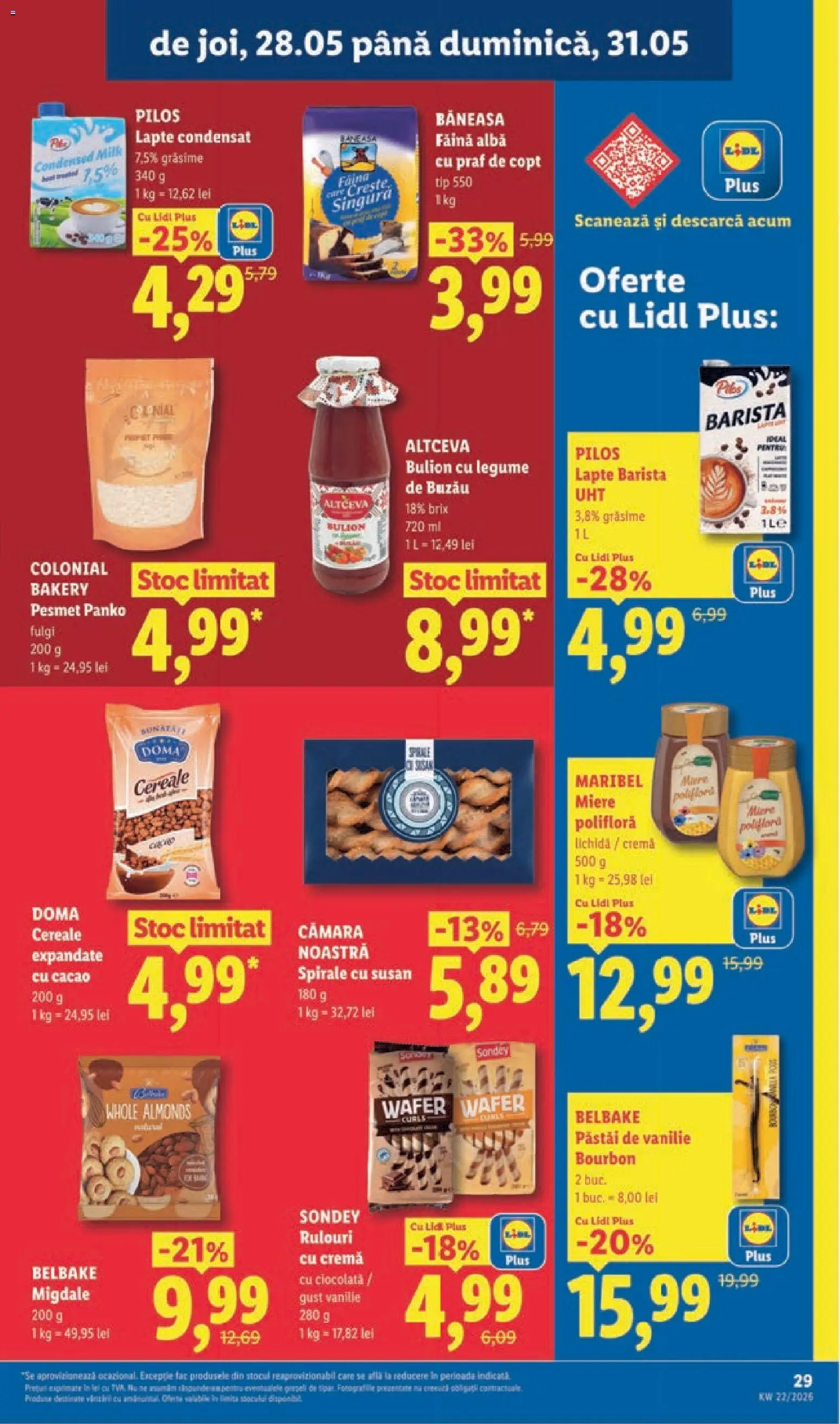 Noul catalog Lidl – valabil de la 25.05.2026 | Pagină: 29 | Produse: Migdale, Lapte, Făină, Cacao