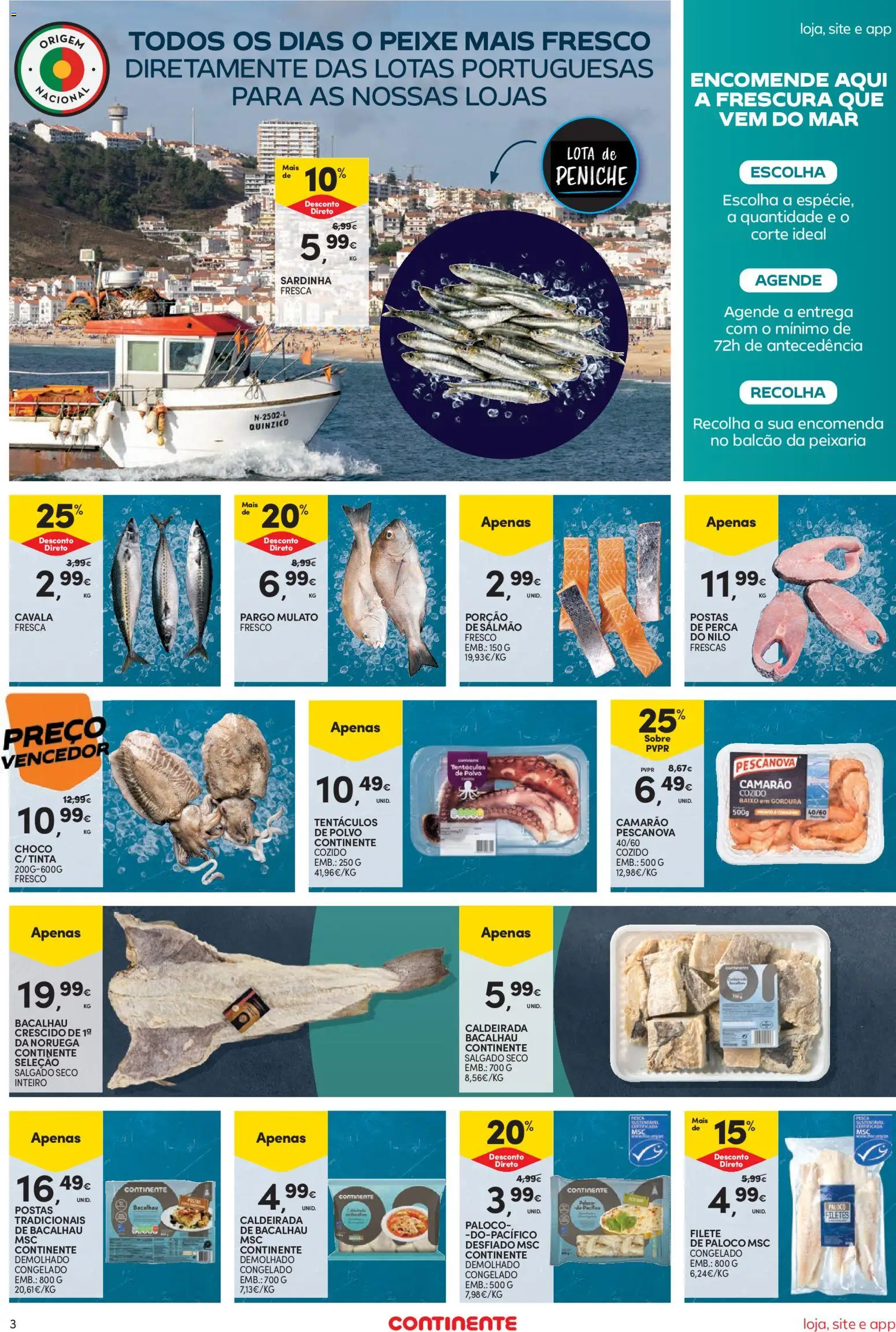 Continente Semanal Continente Bom Dia │ válido de 15/09/2026 | Página: 3 | Produtos: Perca, Camarão, Salmão, Filete