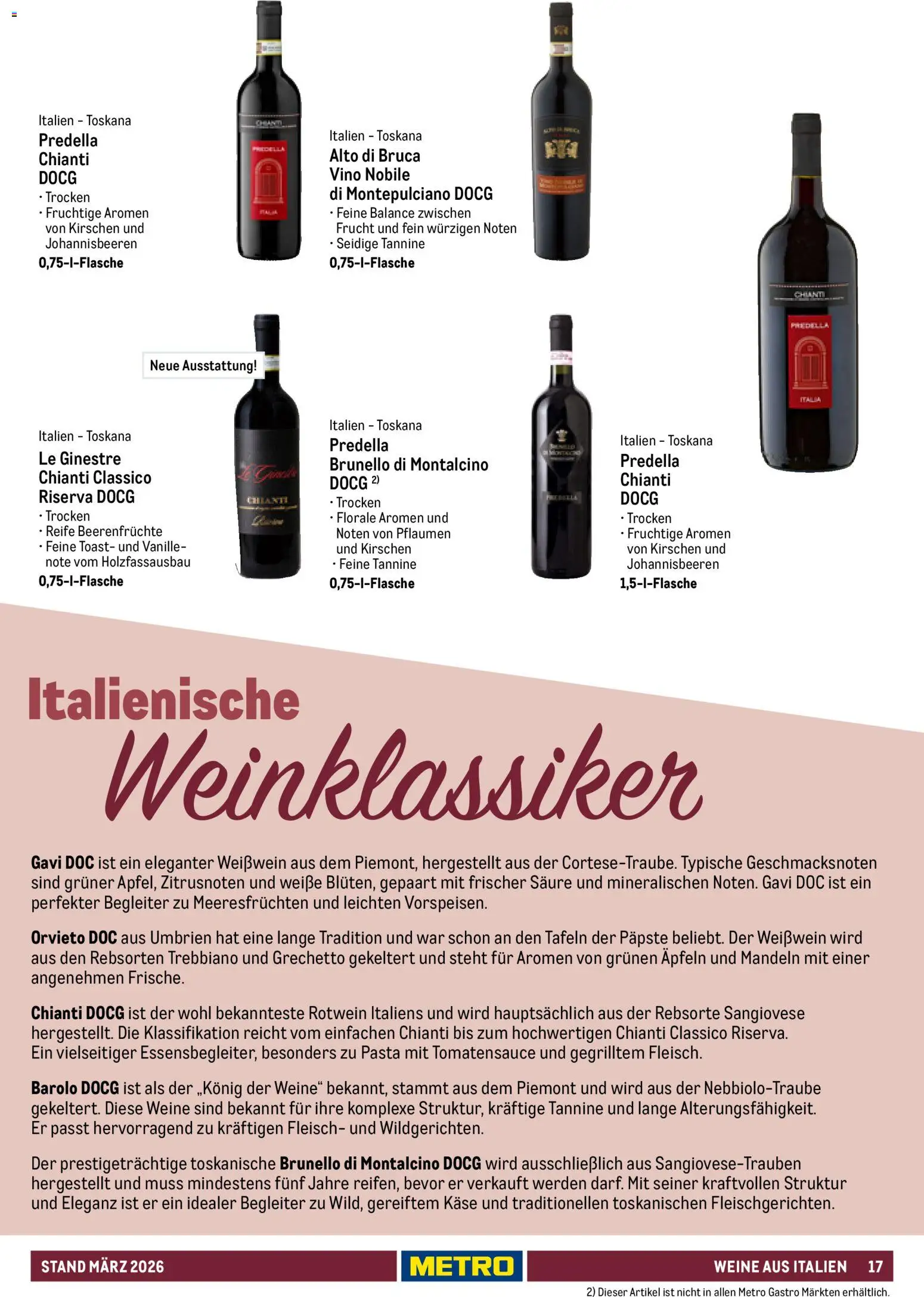 Metro Hauswein-Katalog – gültig ab 03.03.2026 | Seite: 17 | Produkte: Käse, Rotwein, Vanille, Pasta