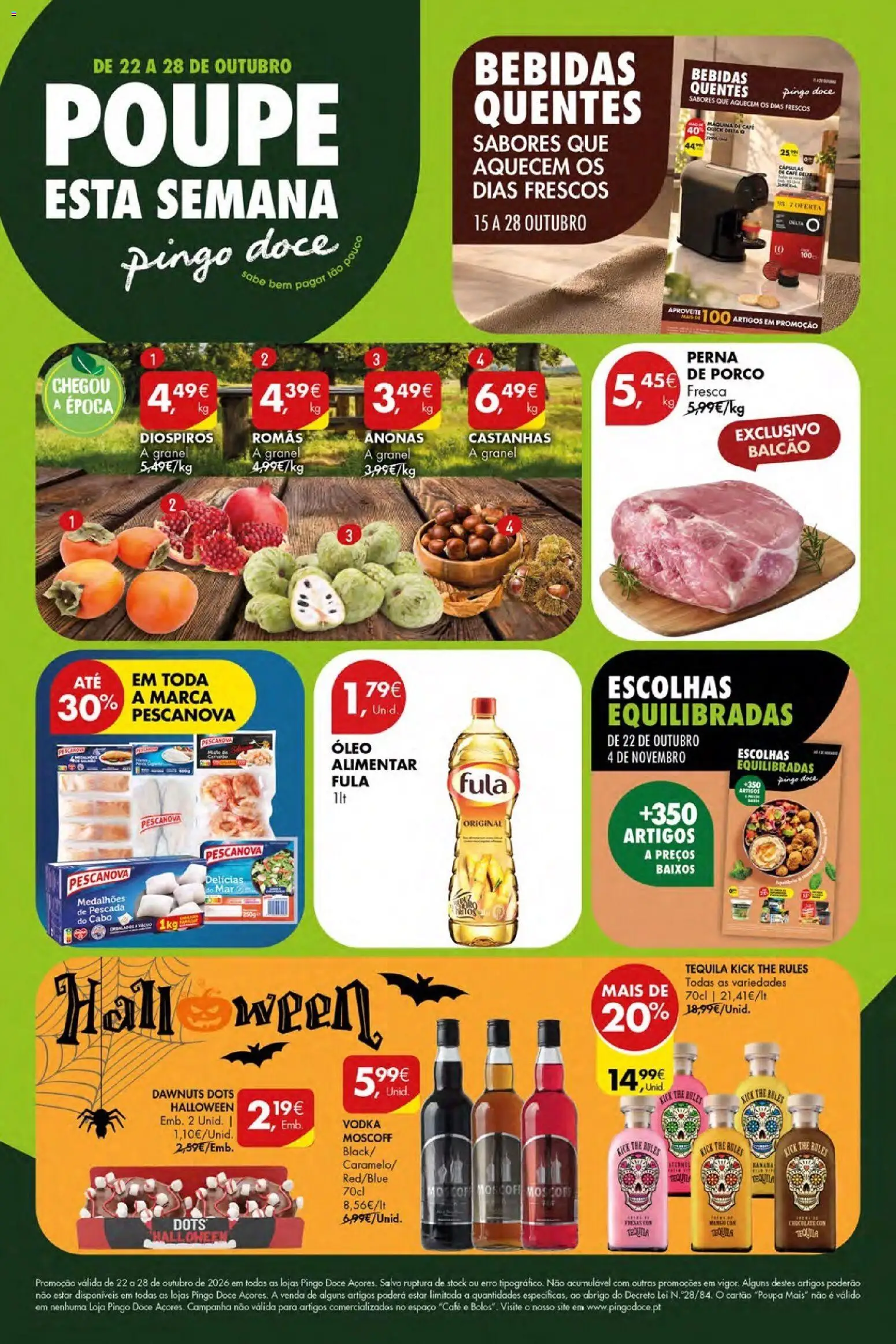 Pingo Doce folheto Poupe Esta Semana Açores │ válido de 22/10/2026 | Página: 1 | Produtos: Camarão, Cápsulas, Óleo, Vodka