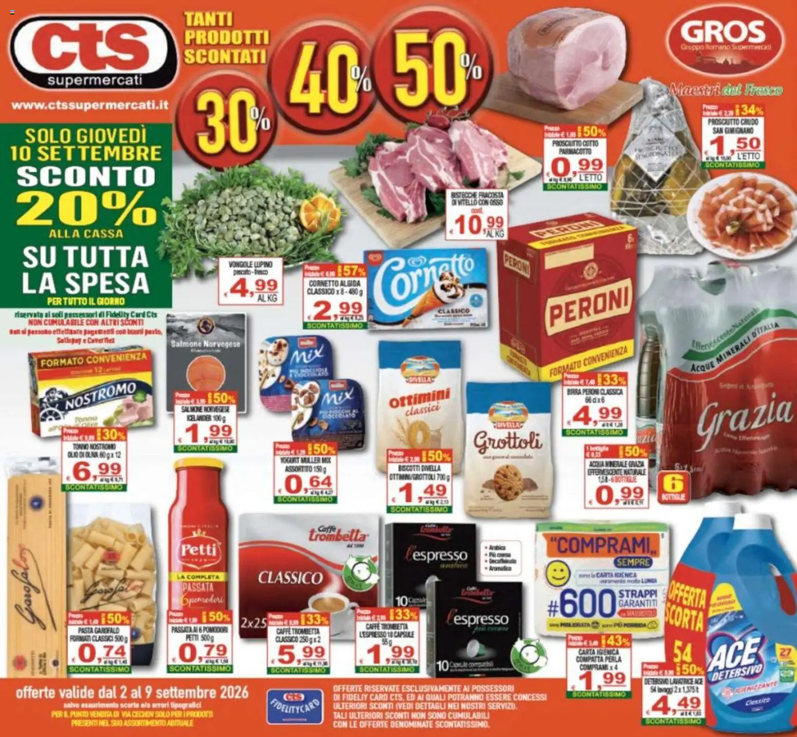 Volantino CTS del 02/09/2026 | Pagina: 1 | Prodotti: Garofalo, Divella, Olio, Birra Peroni