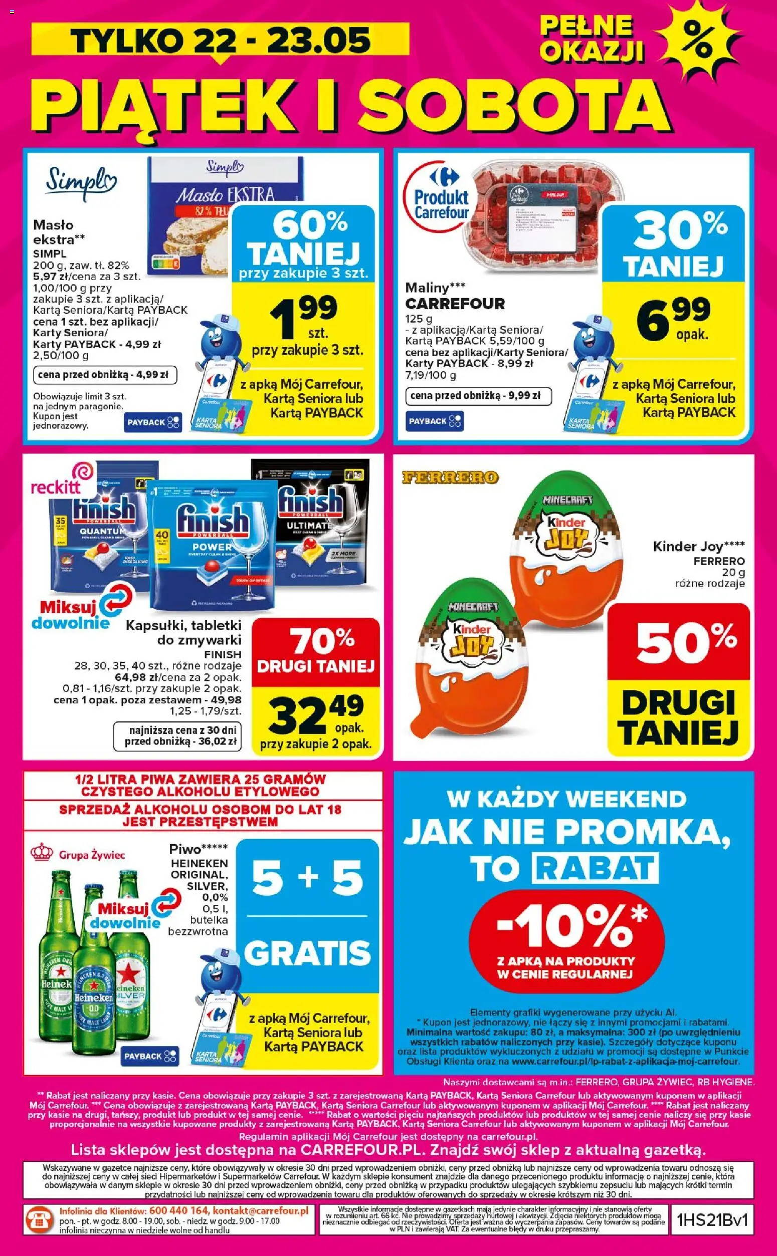 Carrefour gazetka - Weekend okazji od 21.05.2026 | Strona: 8 | Produkty: Karta, Piwo, Finish, Heineken