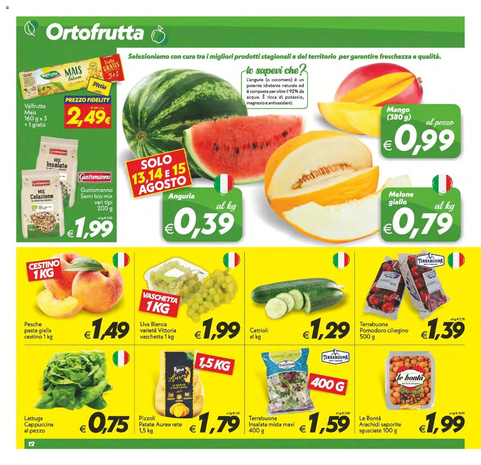 Volantino SuperConveniente del 11/08/2026 | Pagina: 12 | Prodotti: Pomodoro, Pasta, The, Cestino