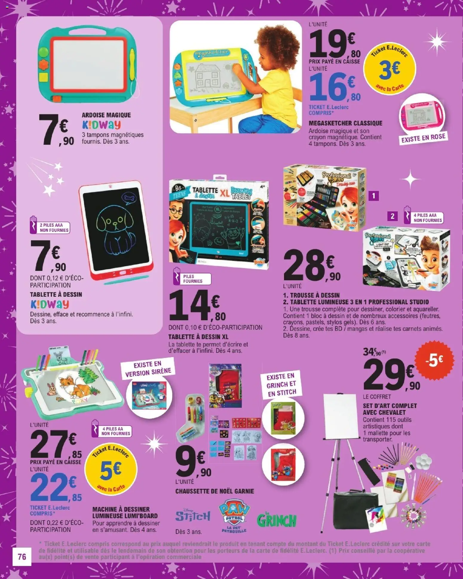 {H1} | Page: 76 | Produits: Piles AA, Chevalet, Crayon, Chaussette de Noël