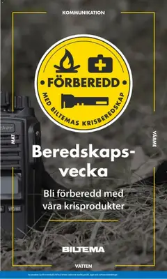 Biltema erbjudanden Beredskaps vecka - Förhandsvisning av reklamblad från butik Biltema aktuell från 20/09/2026