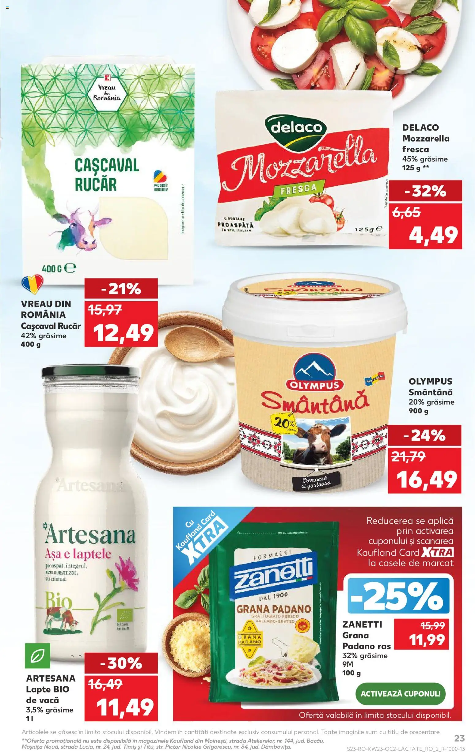 Noul catalog Kaufland – valabil de la 03.06.2026 | Pagină: 23 | Produse: Şerit ödül, Light Kedi Konservesi, Mozzarella, Lapte