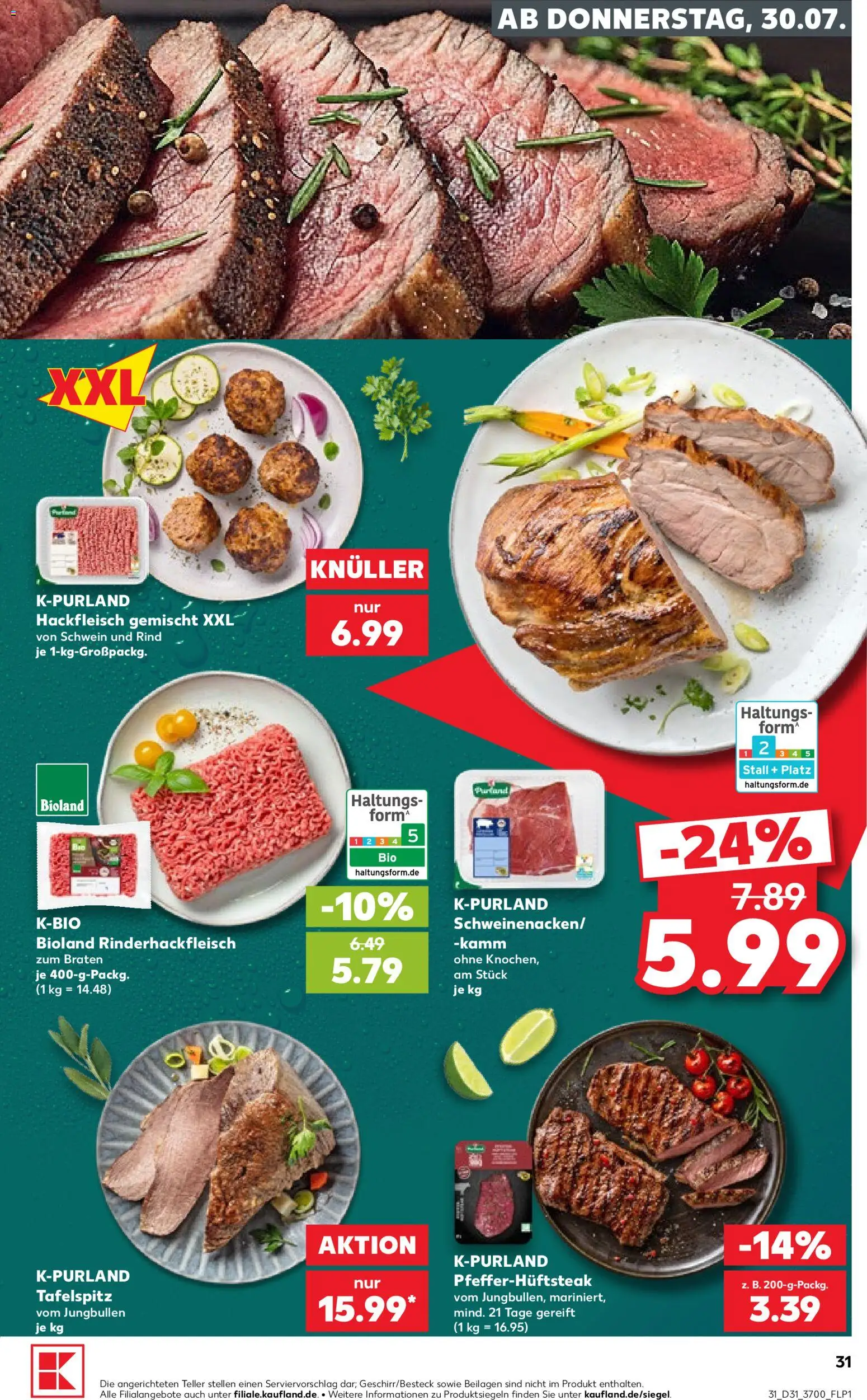Kaufland Prospekt Rostock – gültig ab 30.07.2026 | Seite: 31 | Produkte: Tafelspitz, Hackfleisch