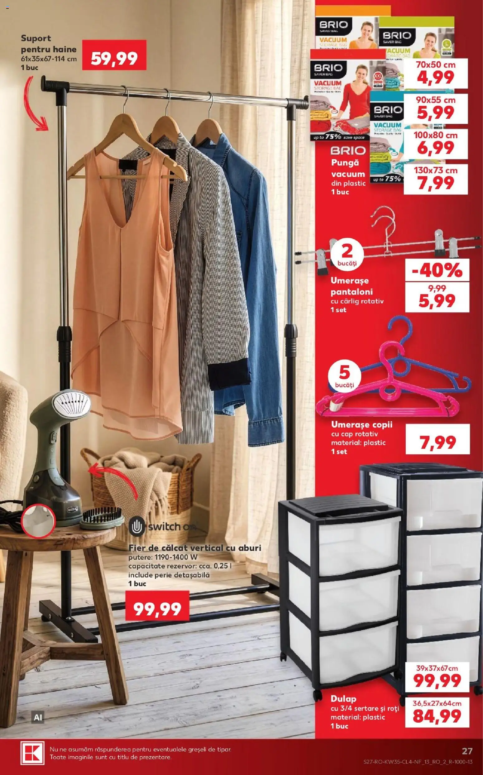 Noul catalog Kaufland – valabil de la 26.08.2026 | Pagină: 27 | Produse: Fier, Pungă, Perie, Haine